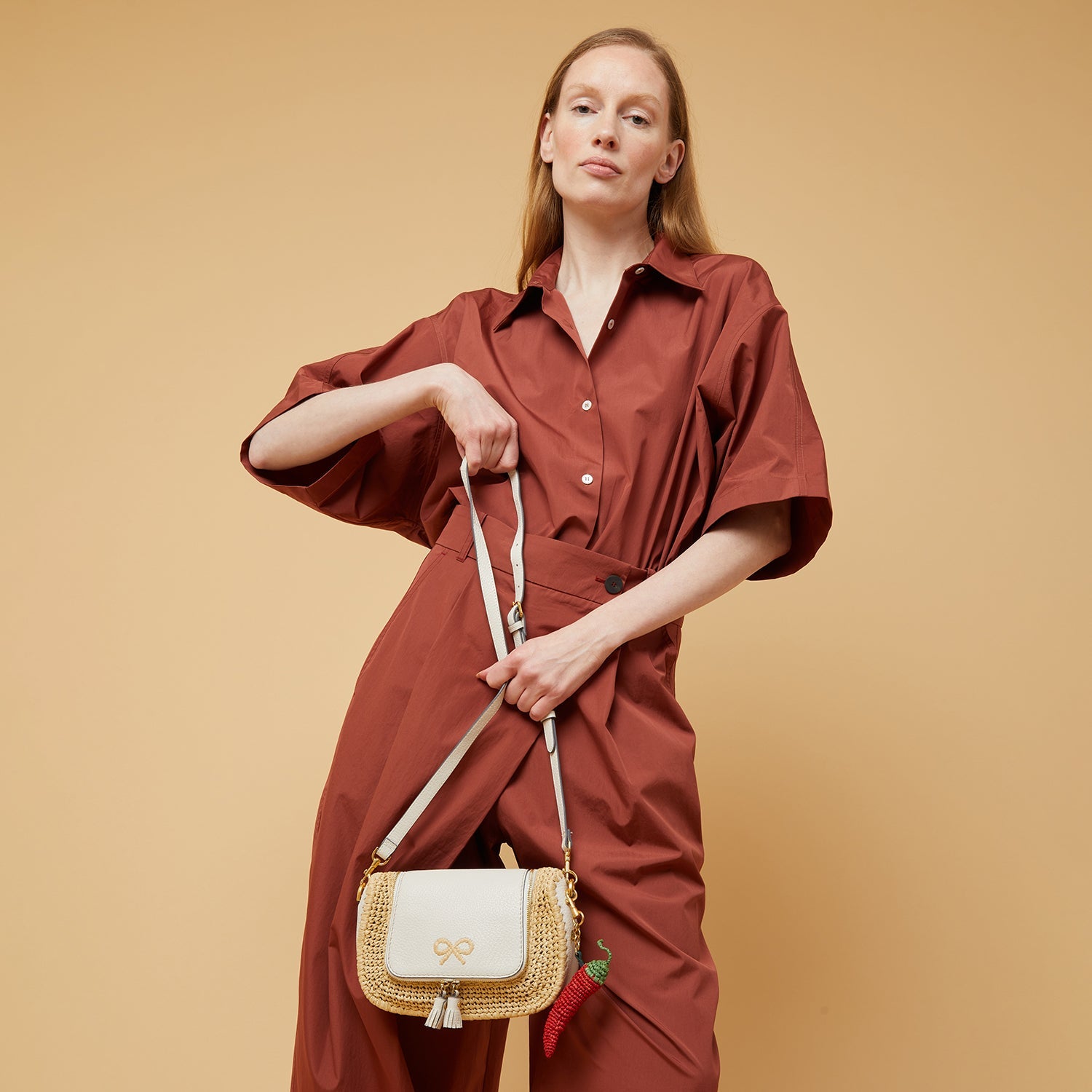 Raffia Vere Small Soft Satchel Cross-body | Anya Hindmarch EU