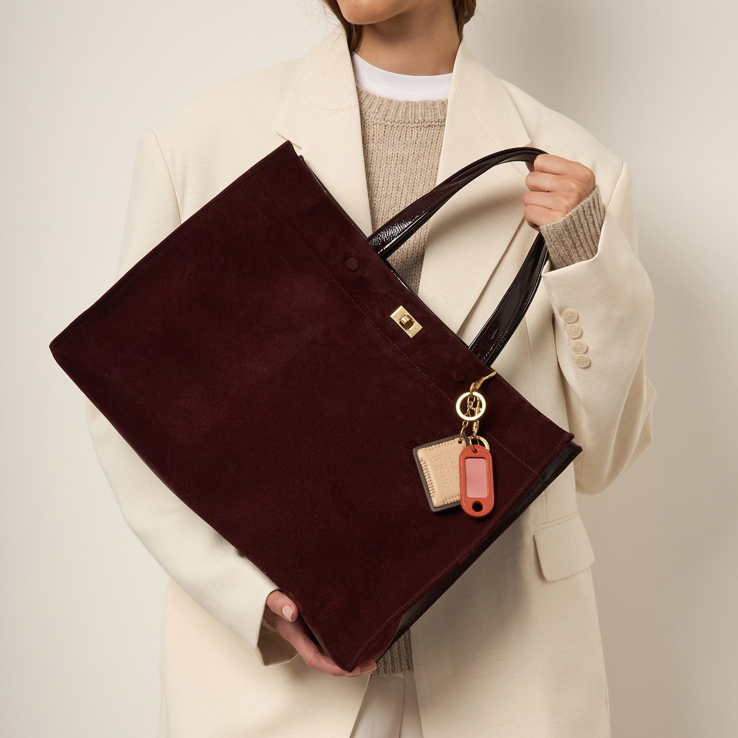 Mortimer Tote -

          
            Suede/Patent Leather in Grape -
          

          Anya Hindmarch EU
