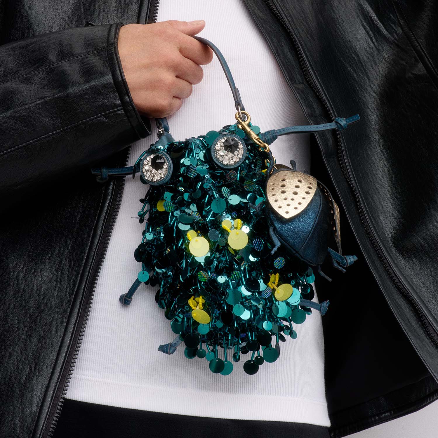 Beetle Sequins Cross-body -

          
            Sequins in Dark Teal green -
          

          Anya Hindmarch EU
