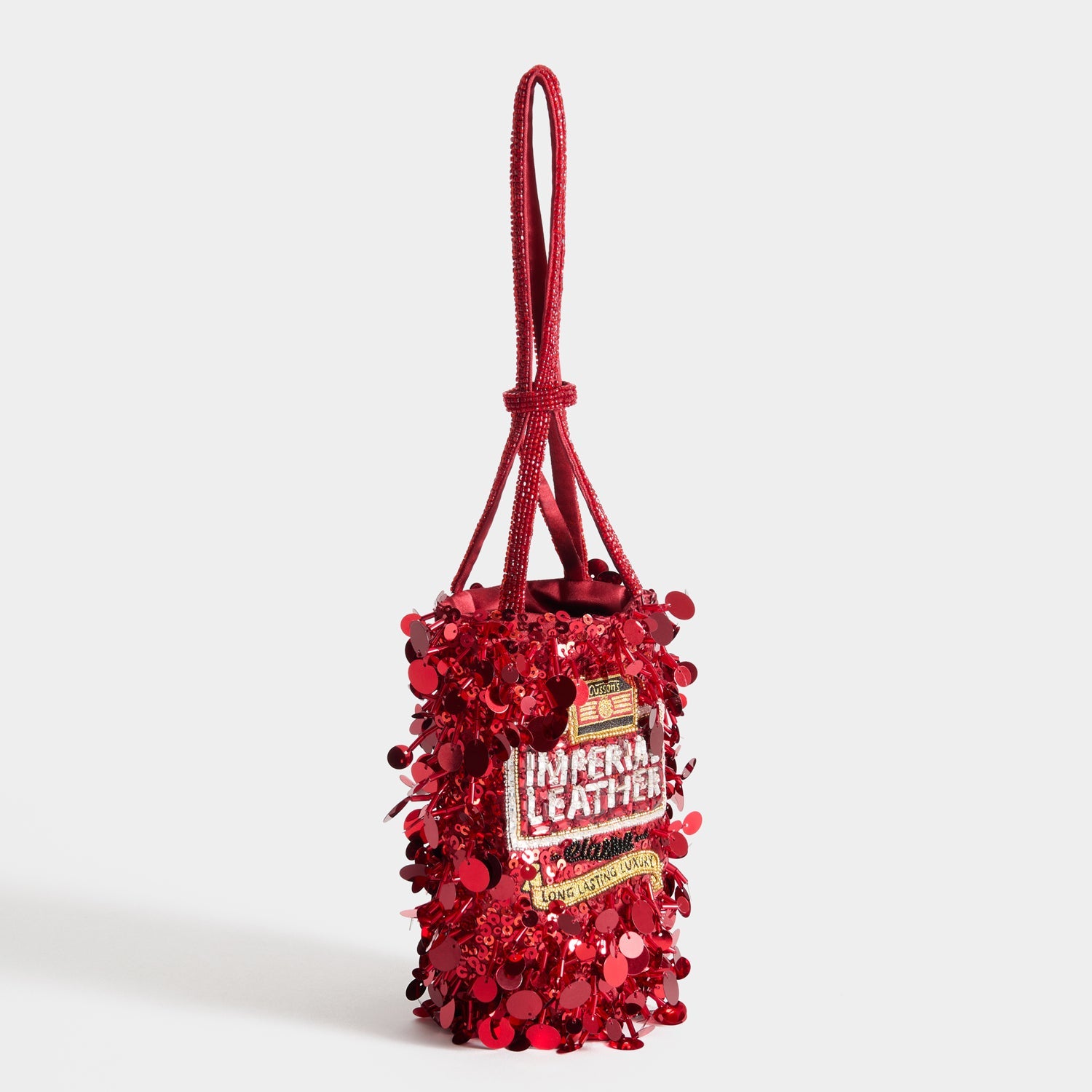 Anya Brands Imperial Leather Mini Bucket Bag -

          
            Satin/Sequins in Red -
          

          Anya Hindmarch EU
