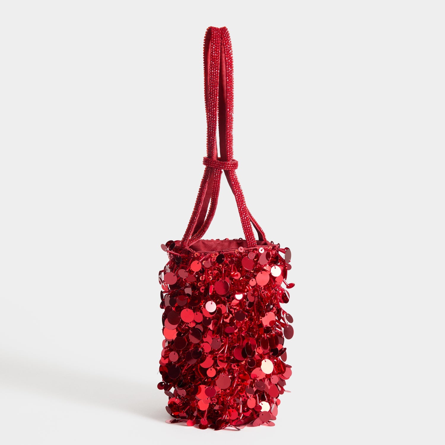 Anya Brands Imperial Leather Mini Bucket Bag -

          
            Satin/Sequins in Red -
          

          Anya Hindmarch EU
