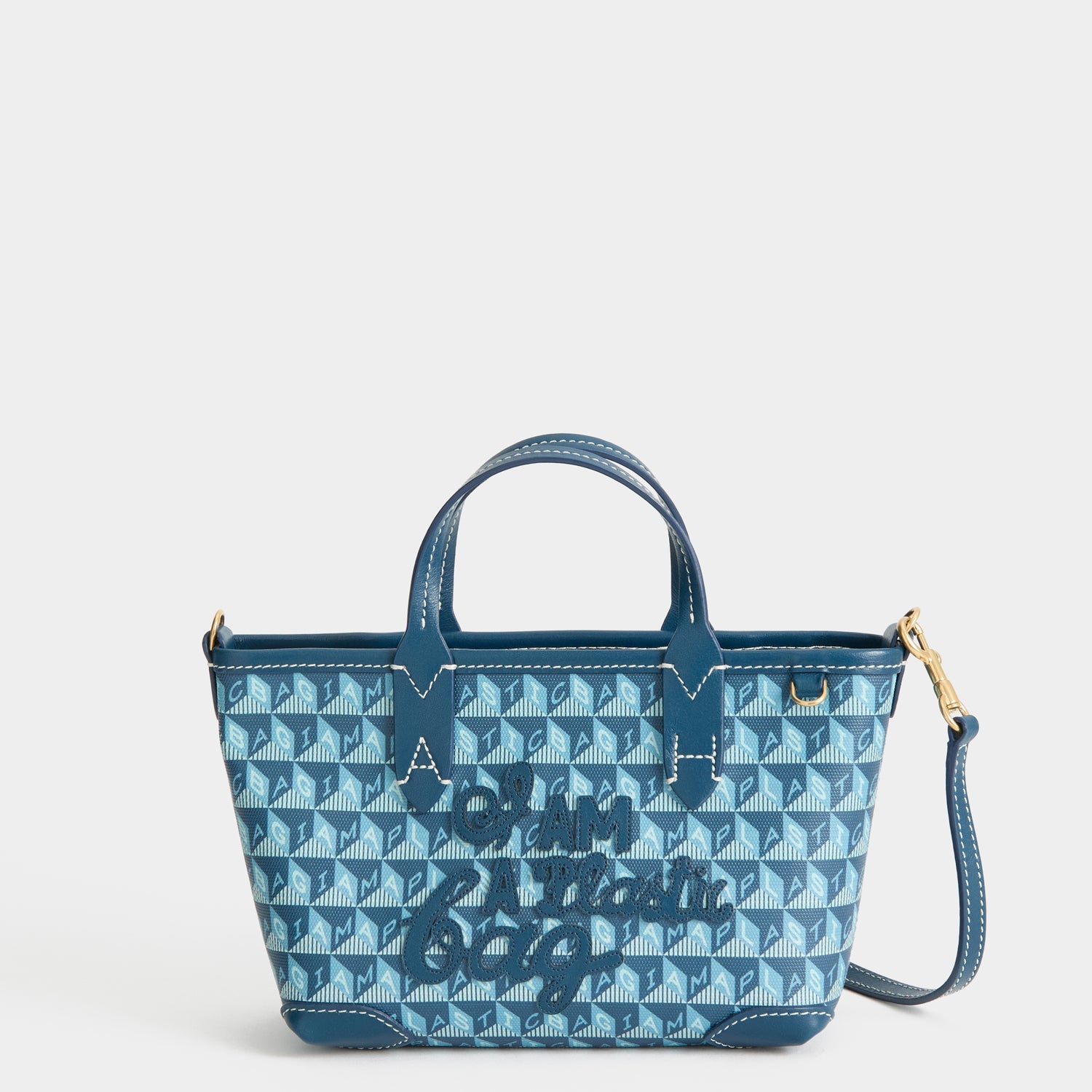 I Am A Plastic Bag Mini Tote -

          
            Recycled canvas/Satin leather in Petrol Blue -
          

          Anya Hindmarch EU
