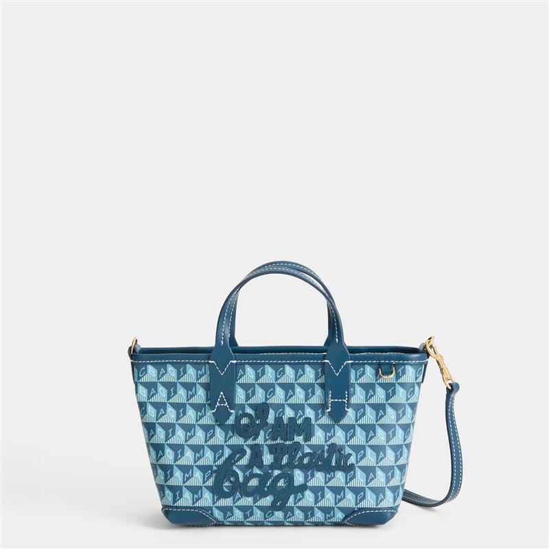 I Am A Plastic Bag Mini Tote -

          
            Recycled canvas/Satin leather in Petrol Blue -
          

          Anya Hindmarch EU
