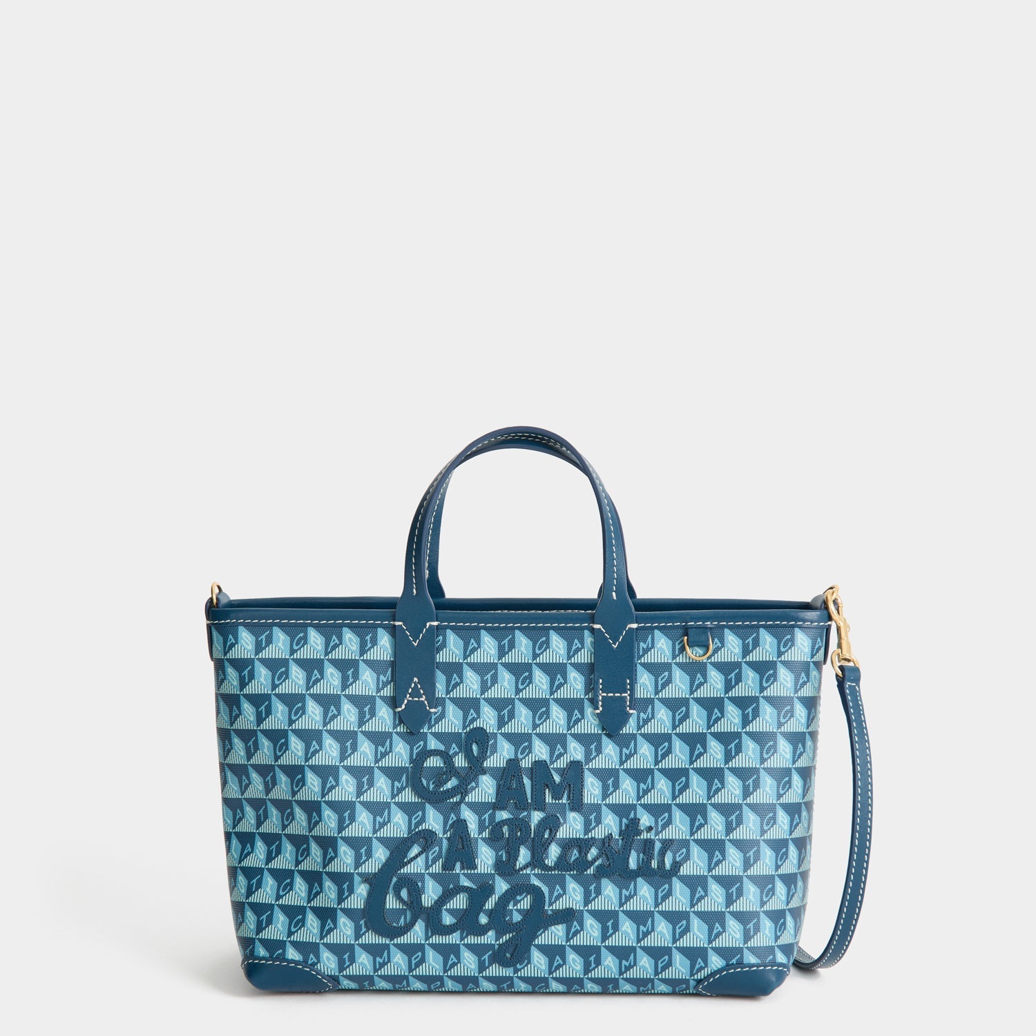 I Am A Plastic Bag Mini Tote -

          
            Recycled canvas/Satin leather in Petrol Blue -
          

          Anya Hindmarch EU
