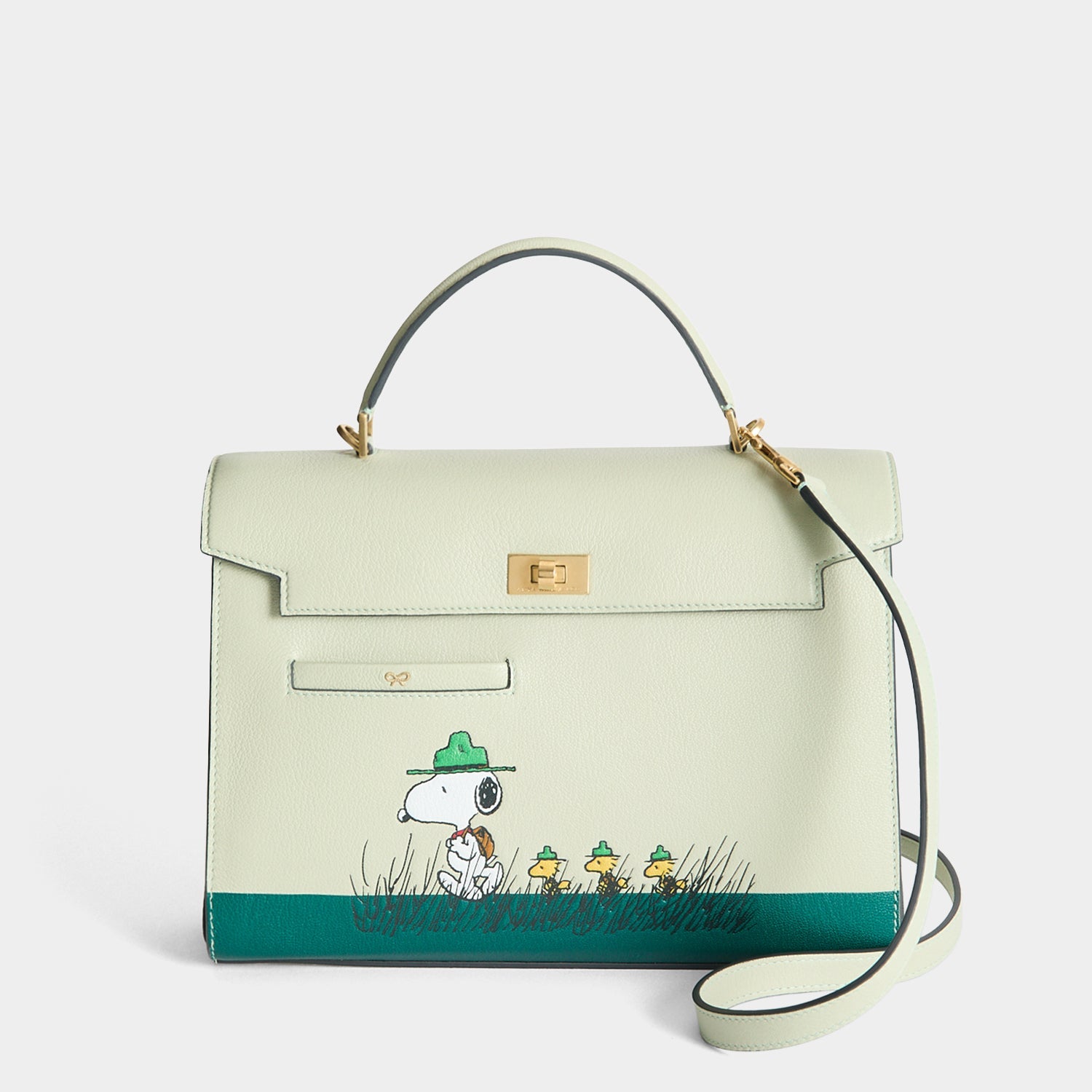 Peanuts Snoopy Mortimer Top Handle -

          
            Capra Leather in Eau De Nil Green -
          

          Anya Hindmarch EU
