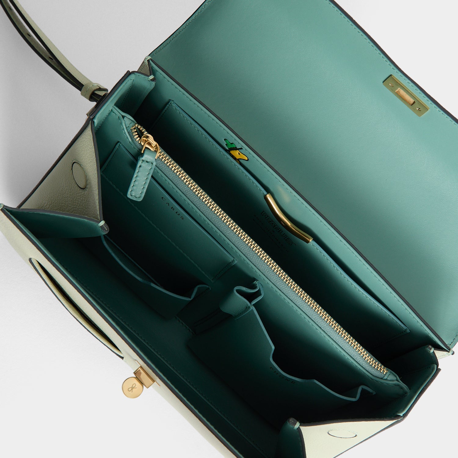 Peanuts Snoopy Mortimer Top Handle -

          
            Capra Leather in Eau De Nil Green -
          

          Anya Hindmarch EU
