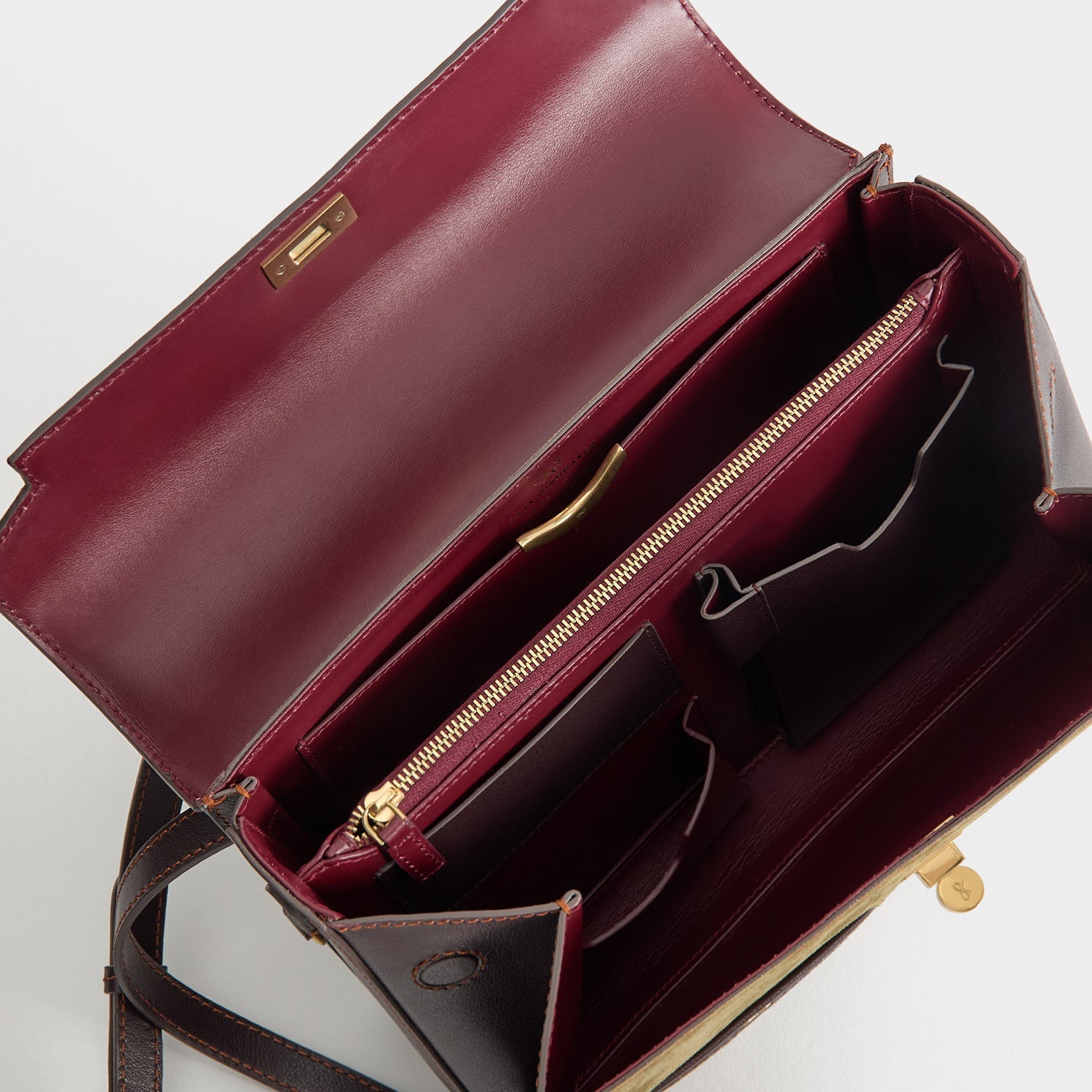 Mortimer Frame Top Handle -

          
            Suede Leather/Calf Leather in Bonsai green and Grape -
          

          Anya Hindmarch EU
