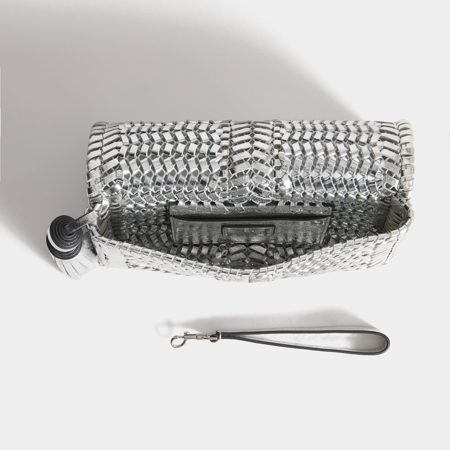 Neeson Tassel Clutch -

          
            Capra Leather in Silver -
          

          Anya Hindmarch EU
