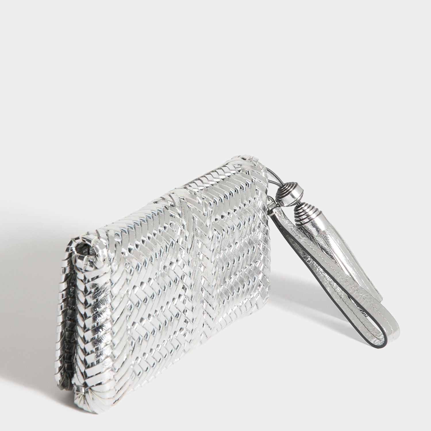 Neeson Tassel Clutch -

          
            Capra Leather in Silver -
          

          Anya Hindmarch EU
