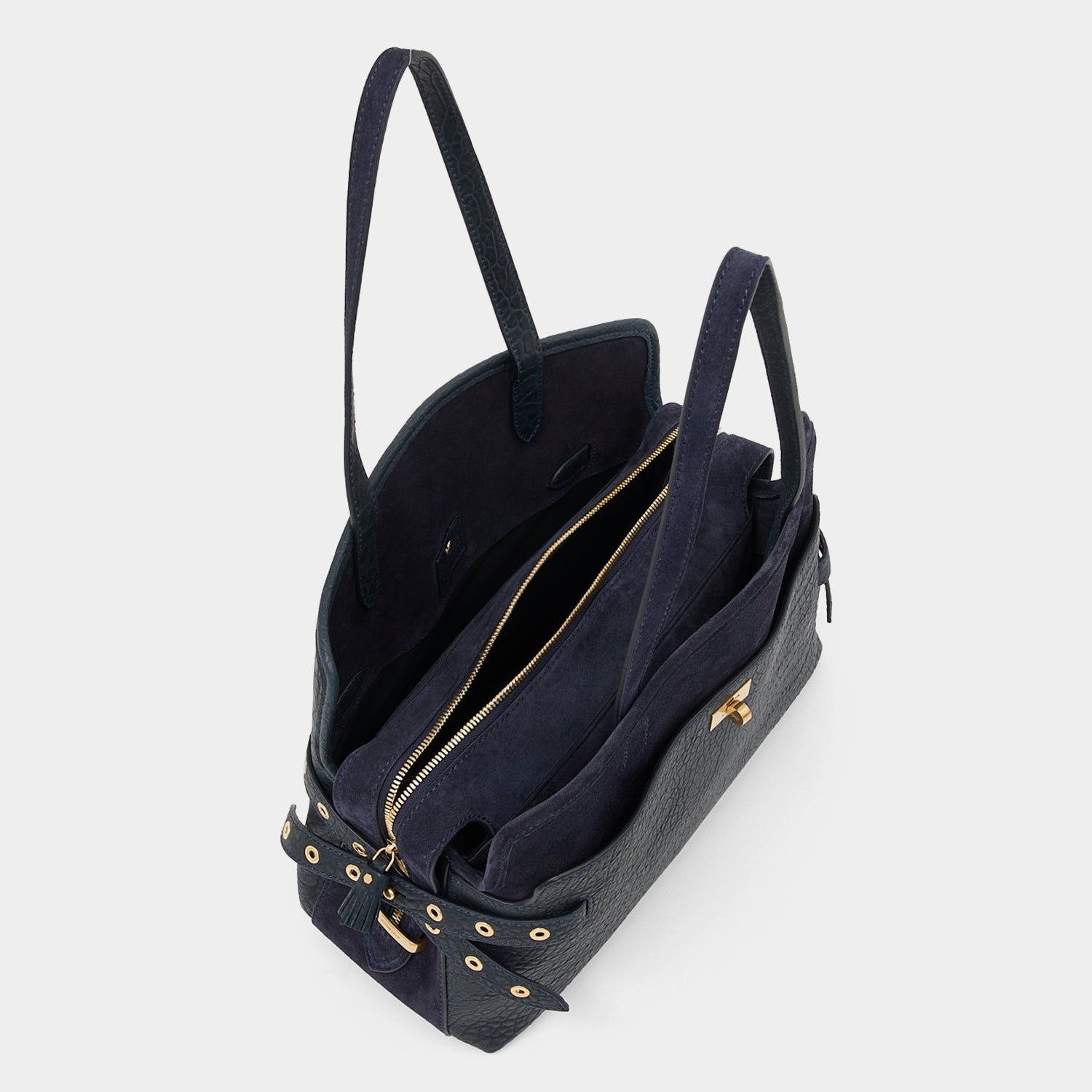 Wilson Eyelet Shoulder Bag -

          
            Suede Leather in Marine Blue -
          

          Anya Hindmarch EU
