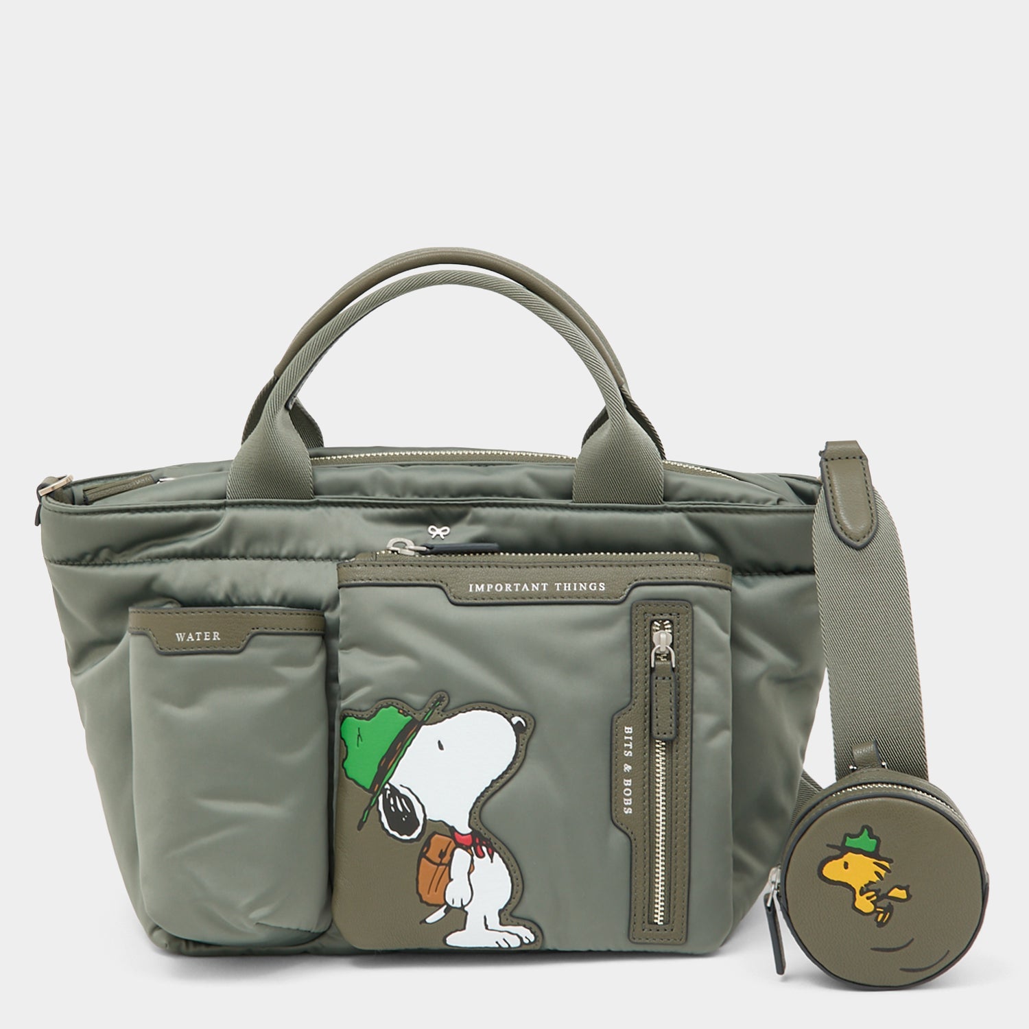 Peanuts Snoopy E/W Mini Tote -

          
            Recycled padded fabric in Fern Green -
          

          Anya Hindmarch EU
