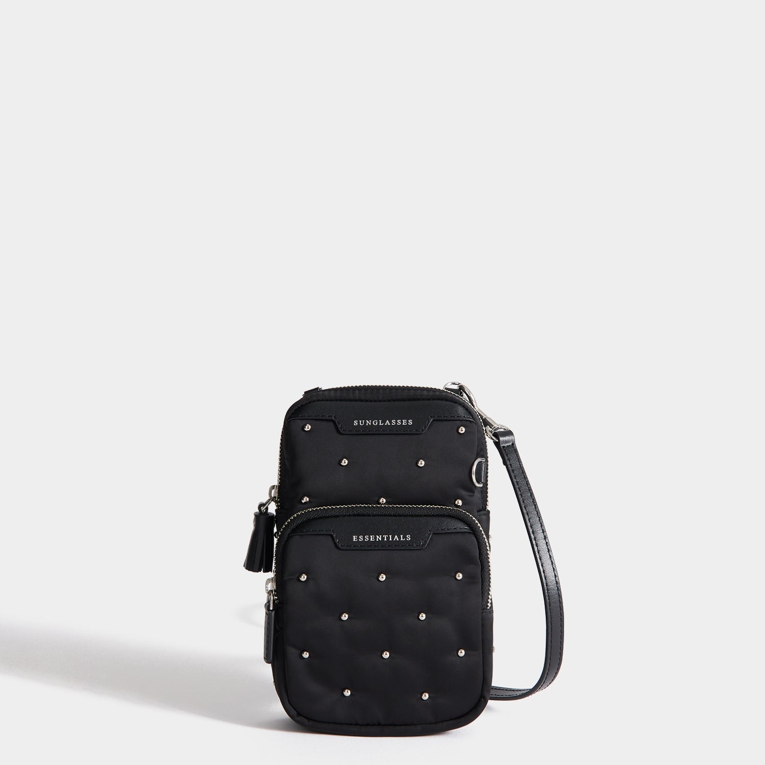 Studs Essentials Cross-body -

          
            Recycled Satin/Calf Leather in Black -
          

          Anya Hindmarch EU
