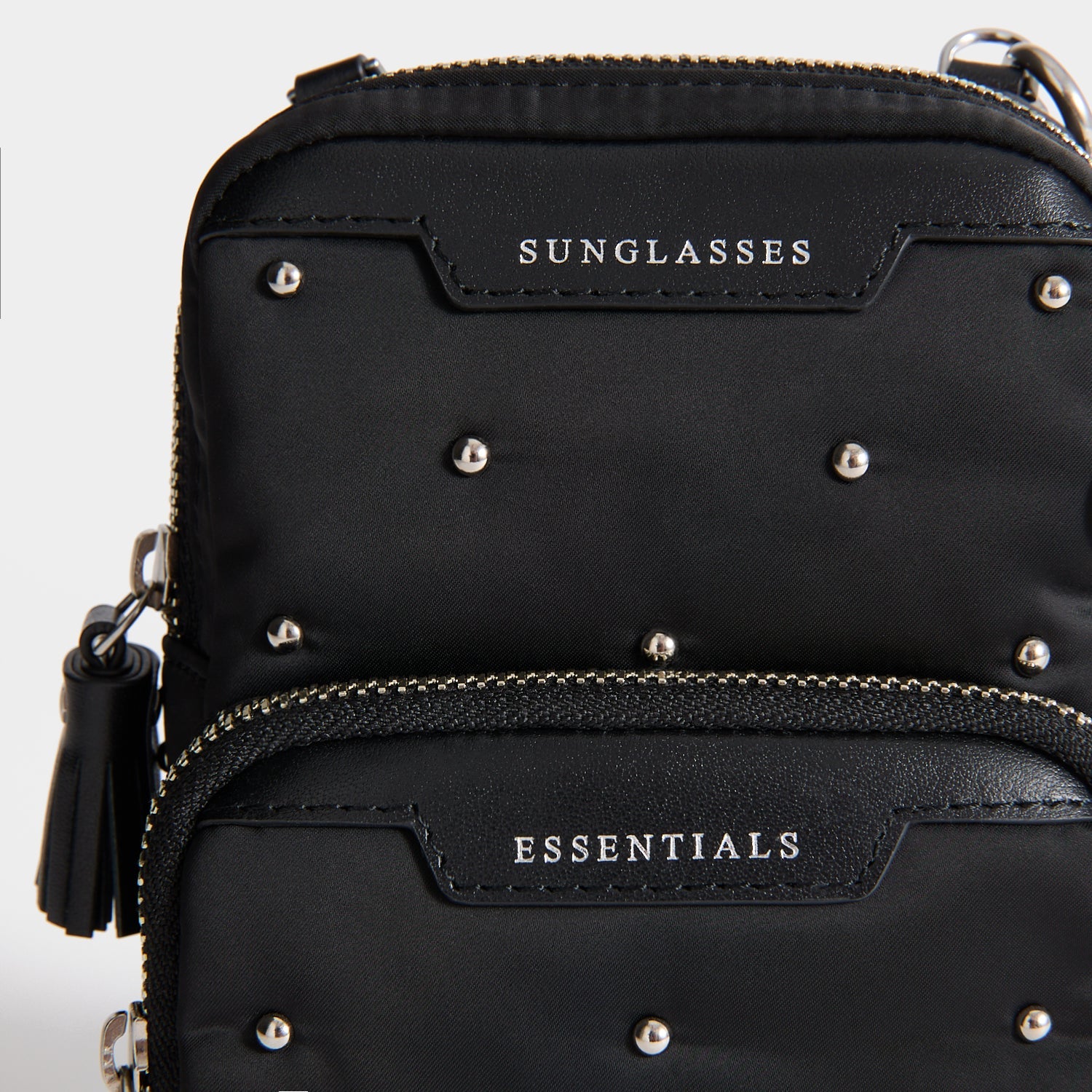 Studs Essentials Cross-body -

          
            Recycled Satin/Calf Leather in Black -
          

          Anya Hindmarch EU
