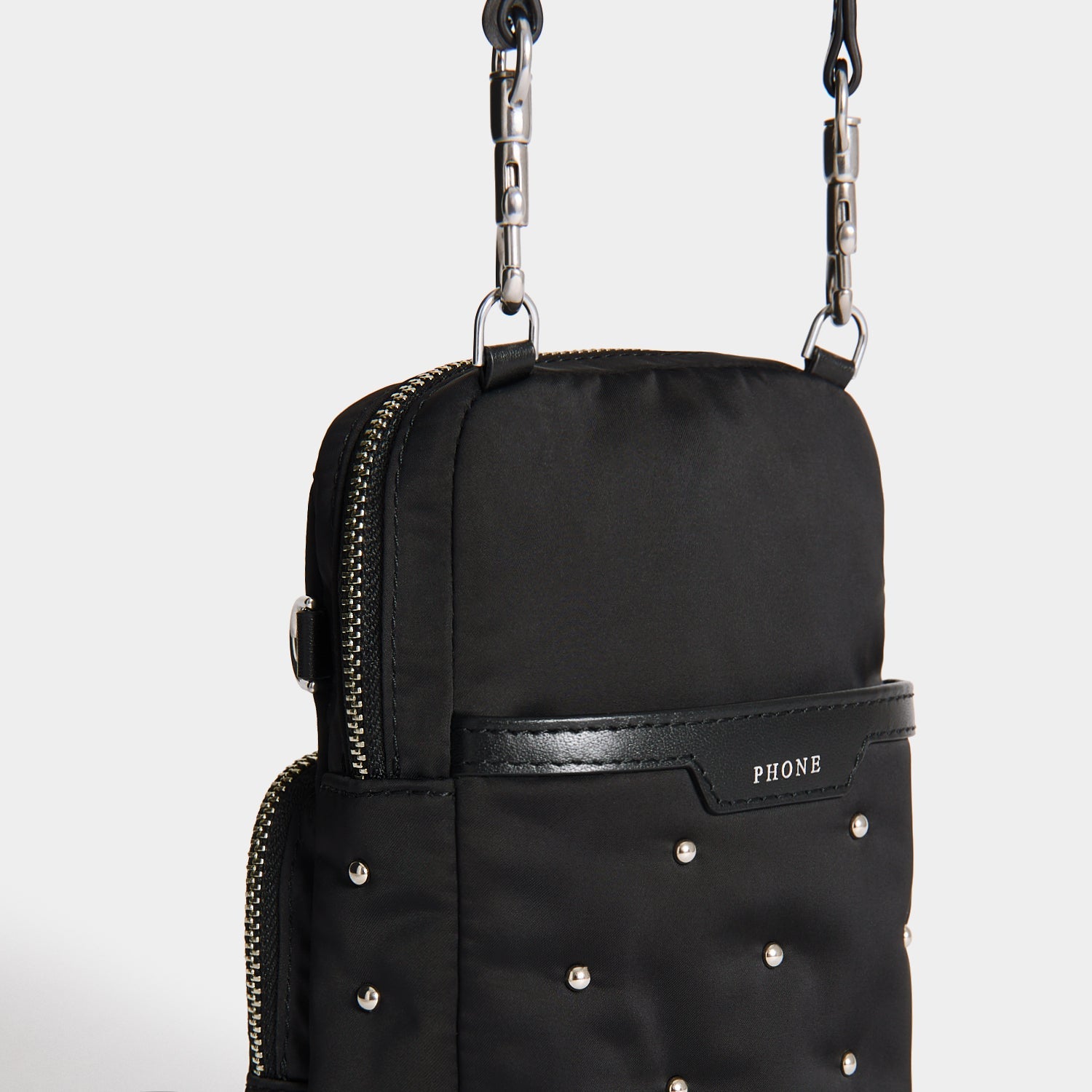 Studs Essentials Cross-body -

          
            Recycled Satin/Calf Leather in Black -
          

          Anya Hindmarch EU
