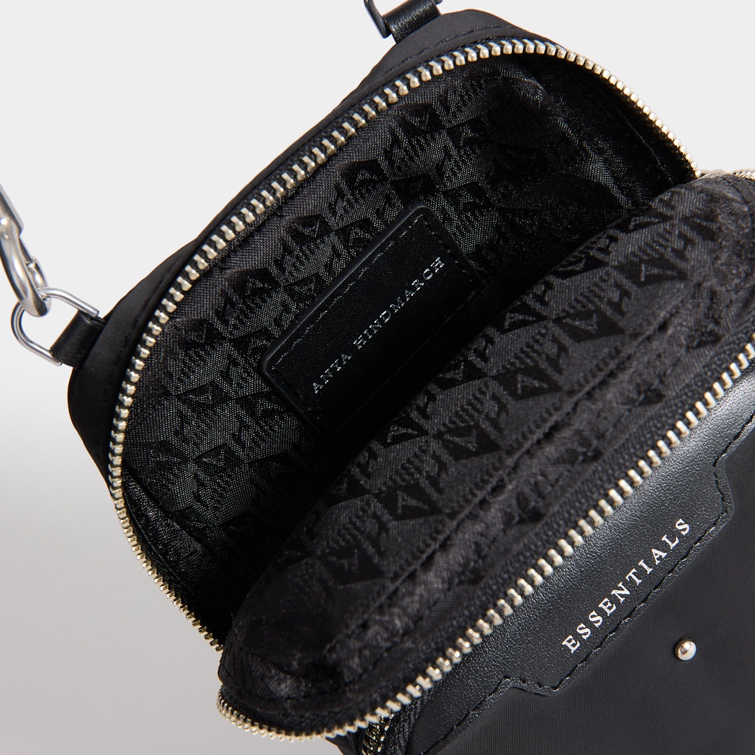 Studs Essentials Cross-body -

          
            Recycled Satin/Calf Leather in Black -
          

          Anya Hindmarch EU

