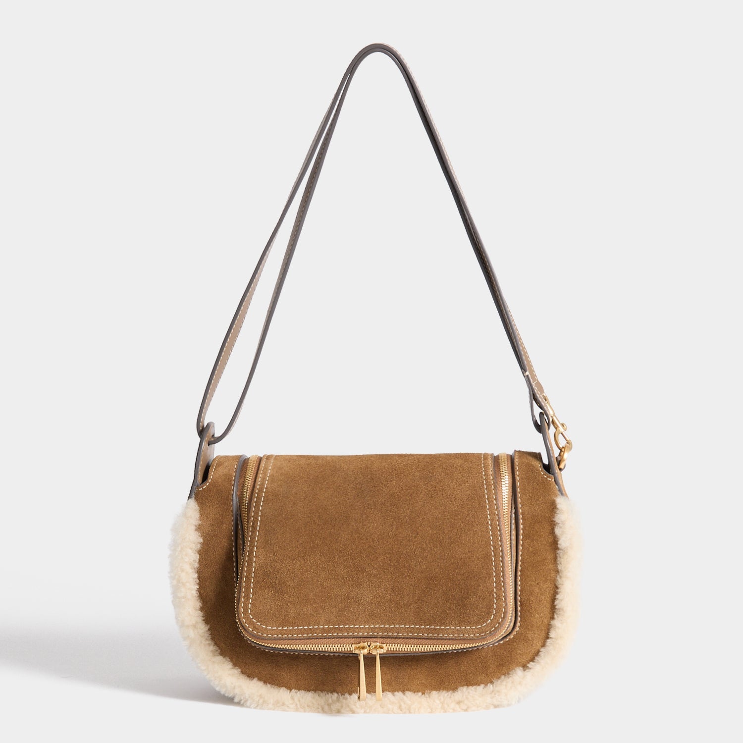 Vere Shearling Two-Way Cross-body -

          
            Shearling/Suede Leather in Moutarde -
          

          Anya Hindmarch EU
