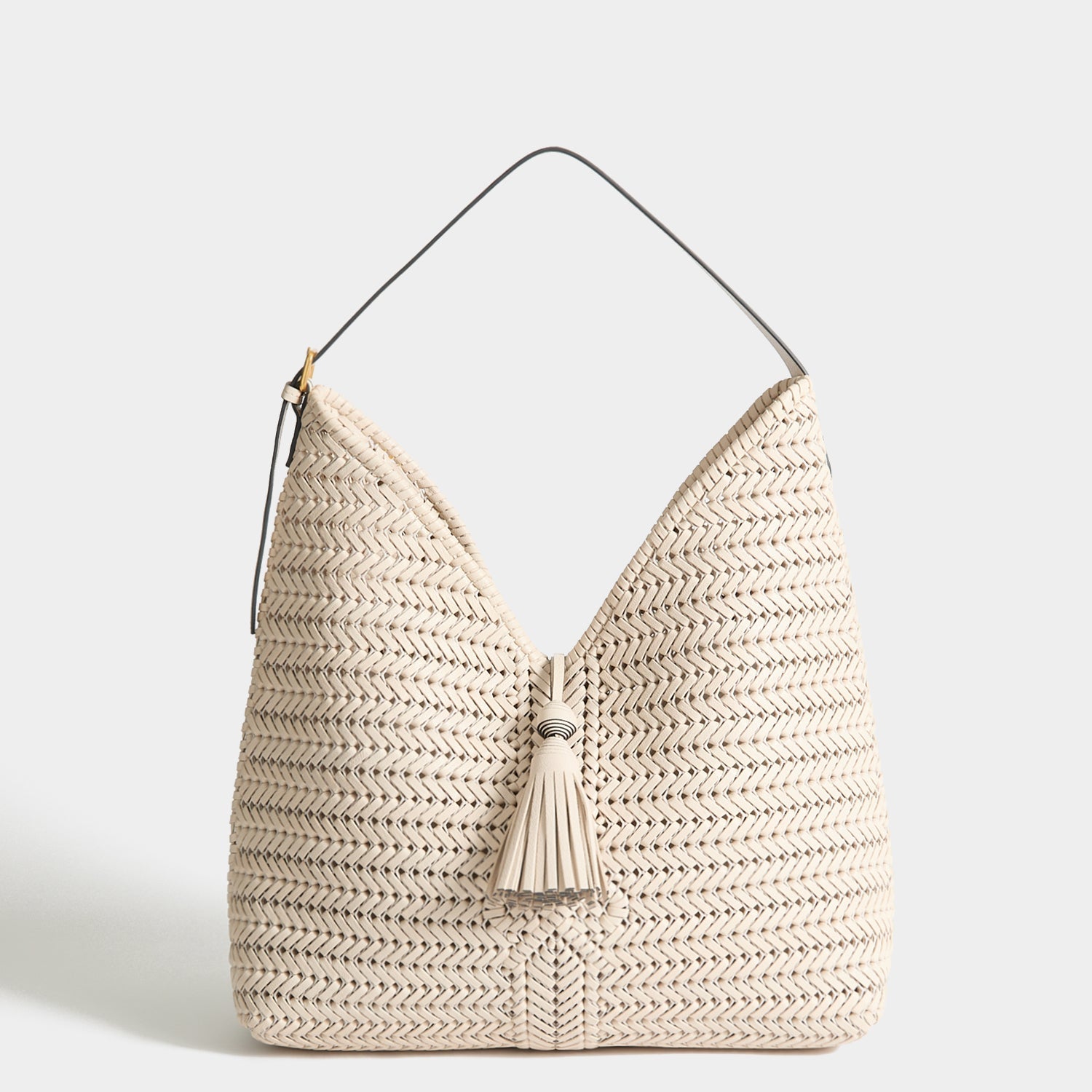 Neeson Tassel Hobo Bag -

          
            Capra Leather in Chalk -
          

          Anya Hindmarch EU
