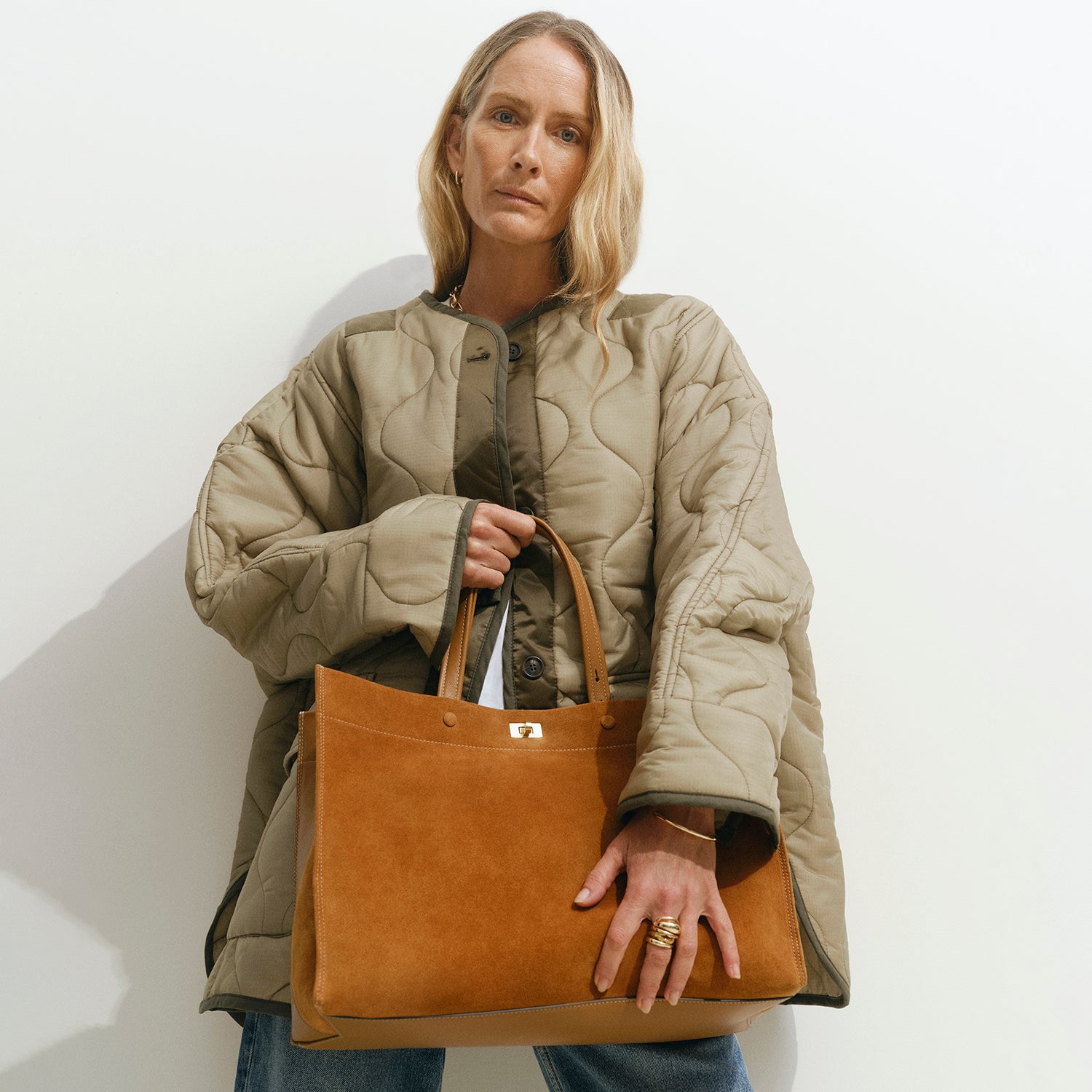 Mortimer Tote -

          
            Suede/Calf Leather in Manilla Beige -
          

          Anya Hindmarch EU
