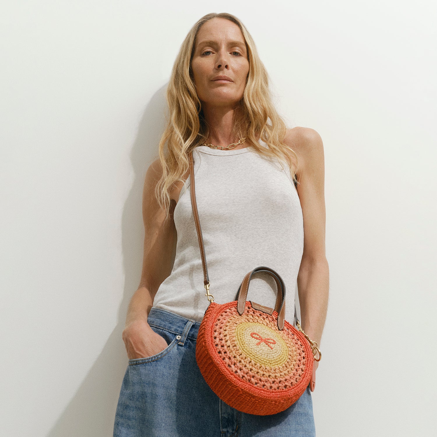 Raffia Small Round Bow Tote -

          
            Raffia in Orange/Multi -
          

          Anya Hindmarch EU
