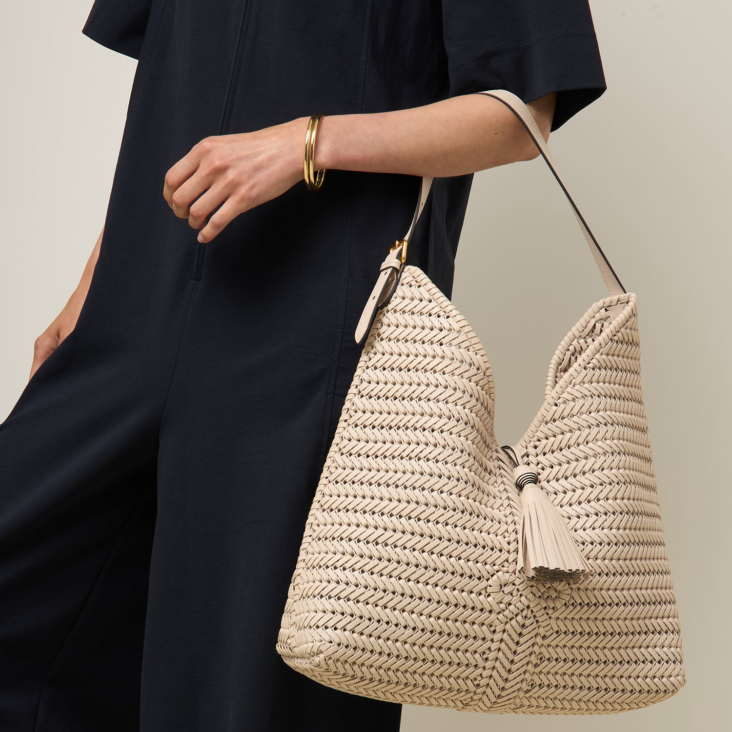 Neeson Tassel Hobo Bag -

          
            Capra Leather in Chalk -
          

          Anya Hindmarch EU
