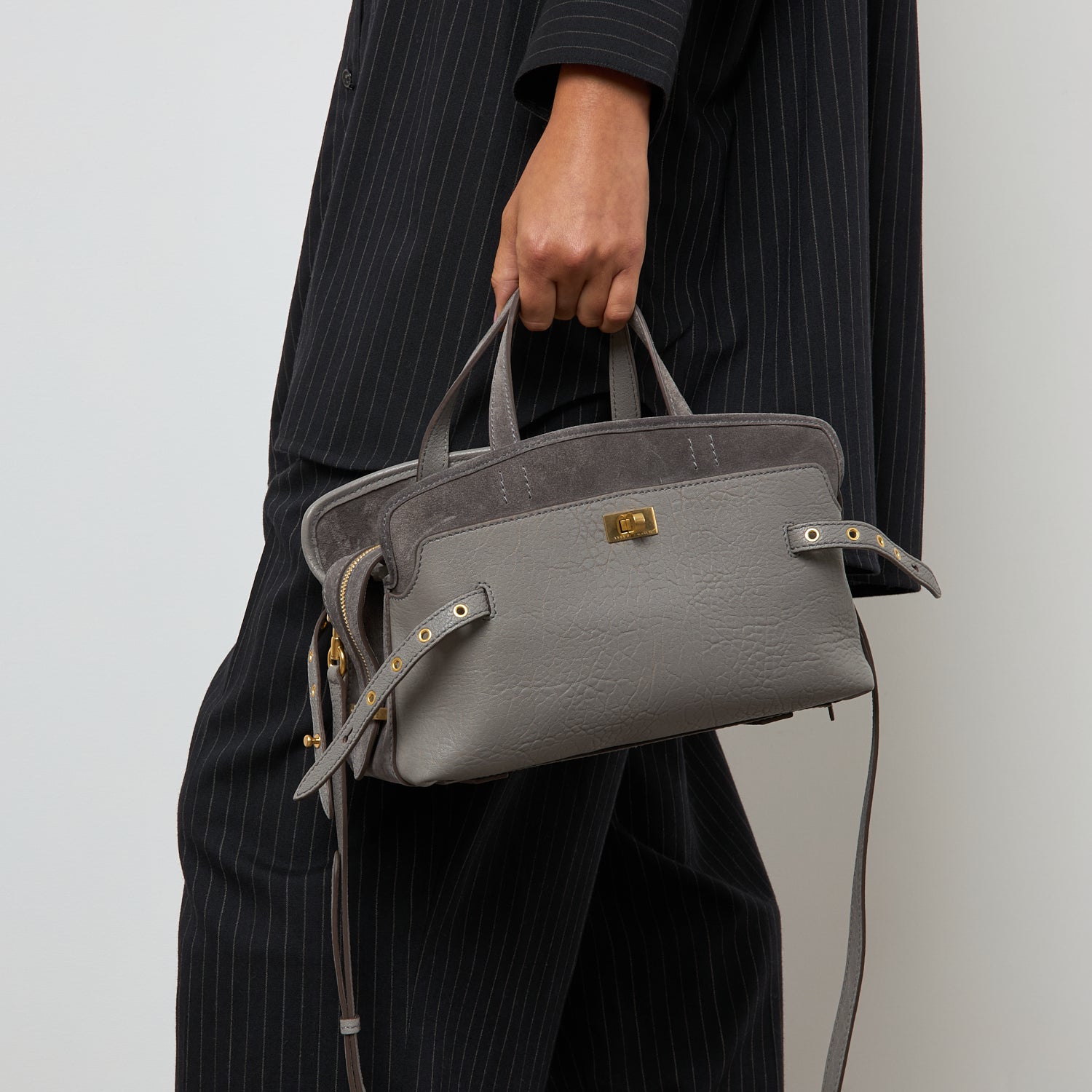 Wilson Eyelet Cross-body -

          
            Suede in Stone Grey -
          

          Anya Hindmarch EU
