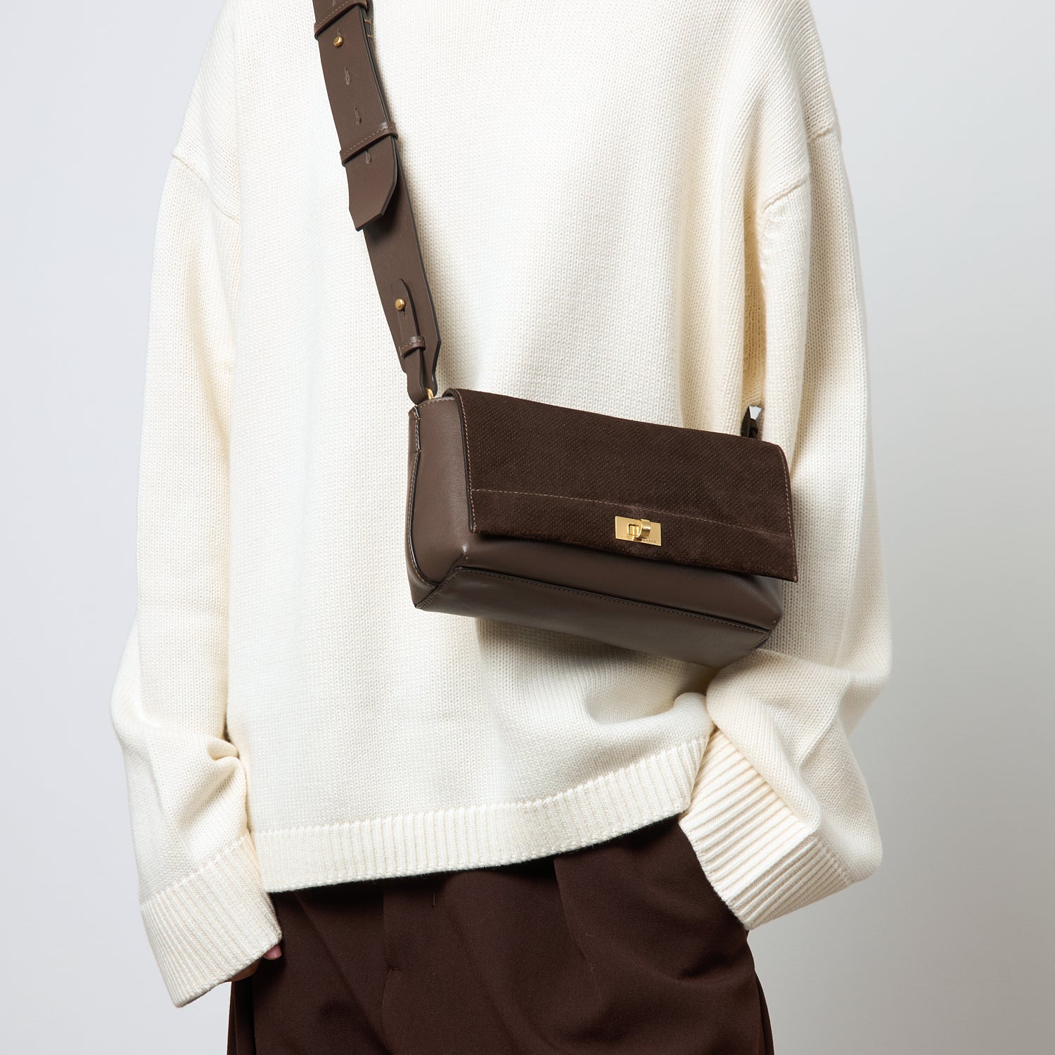Mortimer Perforated Cross-body -

          
            Smooth Leather in Truffle Brown -
          

          Anya Hindmarch EU
