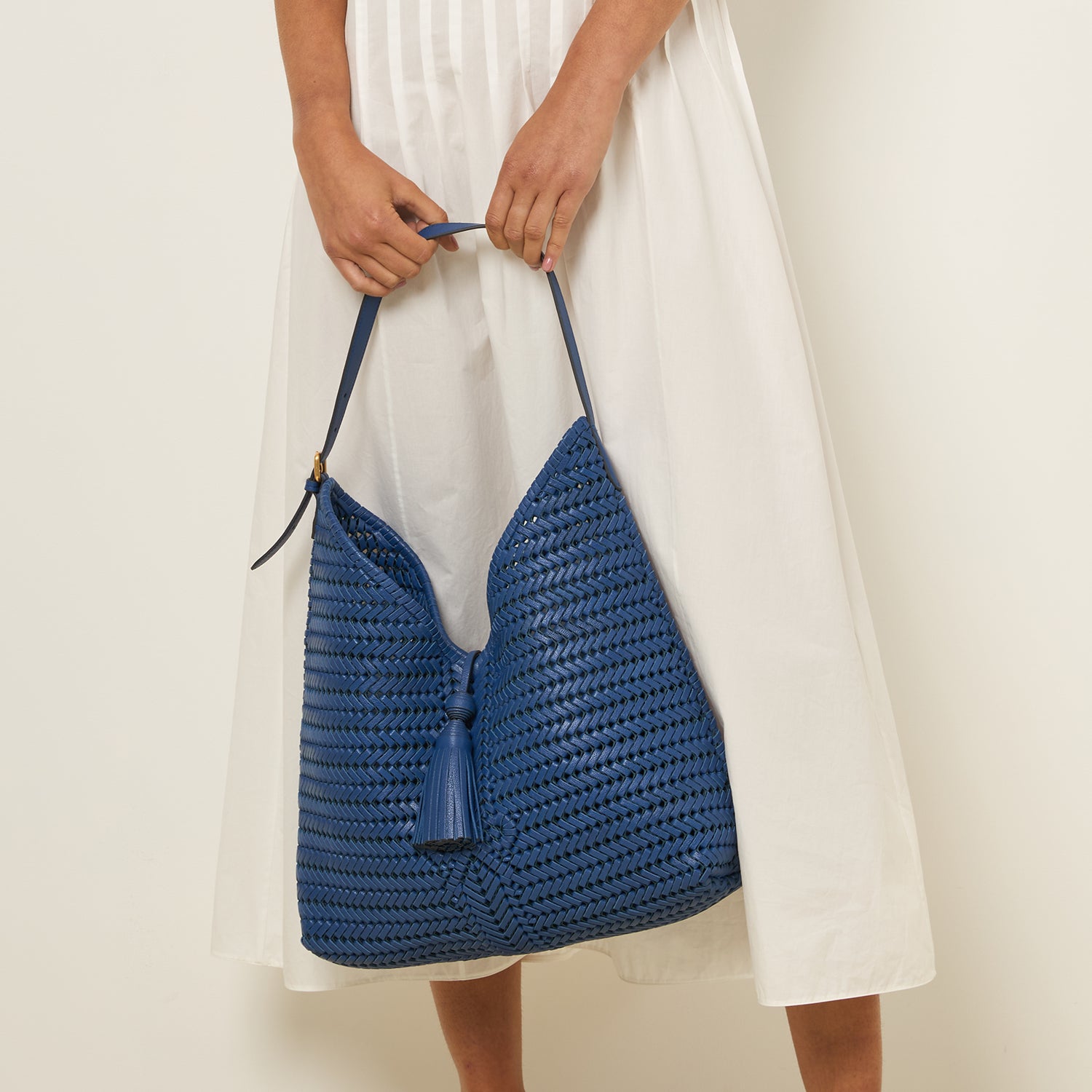 Blue capra leather Hobo bag by Anya Hindmarch