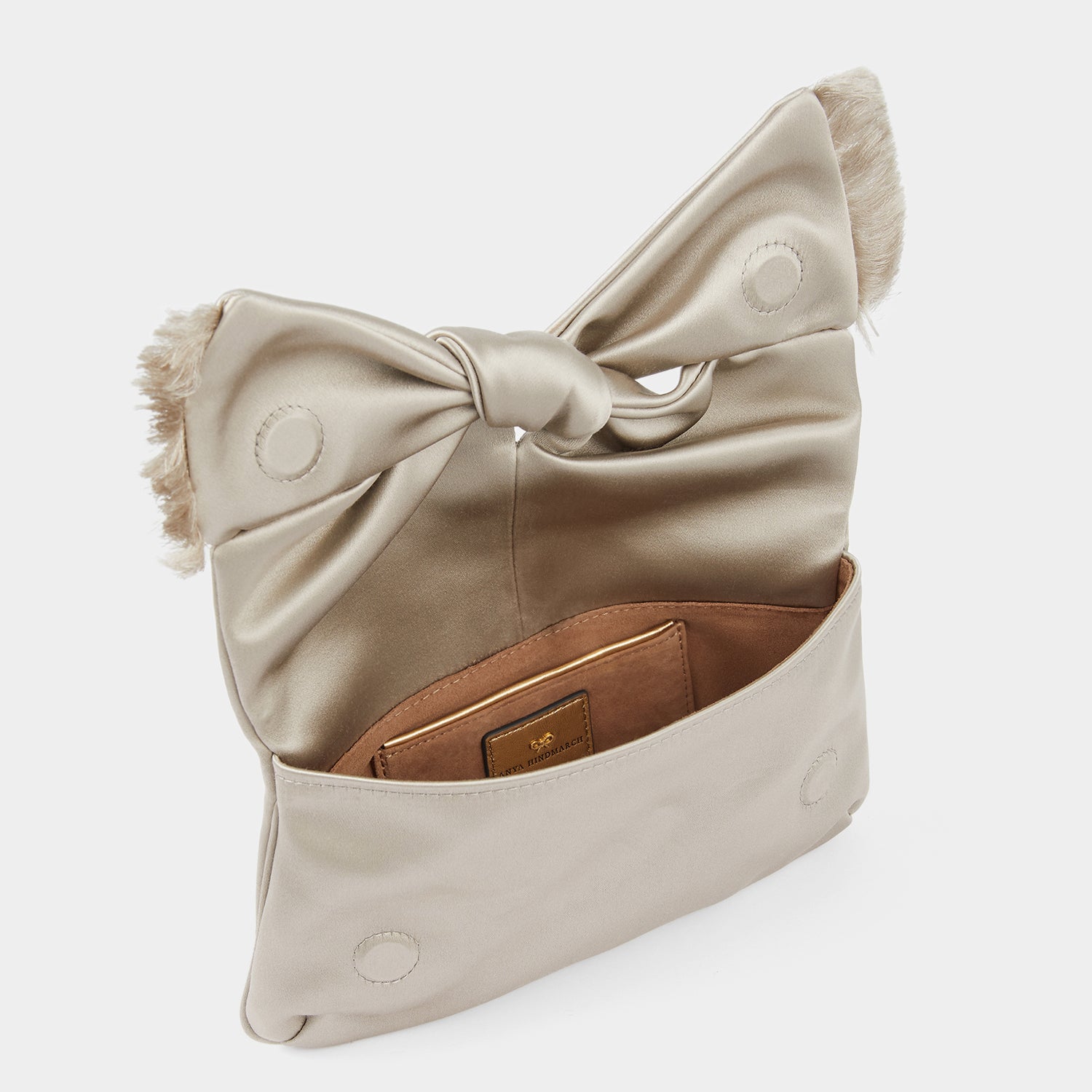 Bow Clutch -

          
            Satin in Silver -
          

          Anya Hindmarch EU
