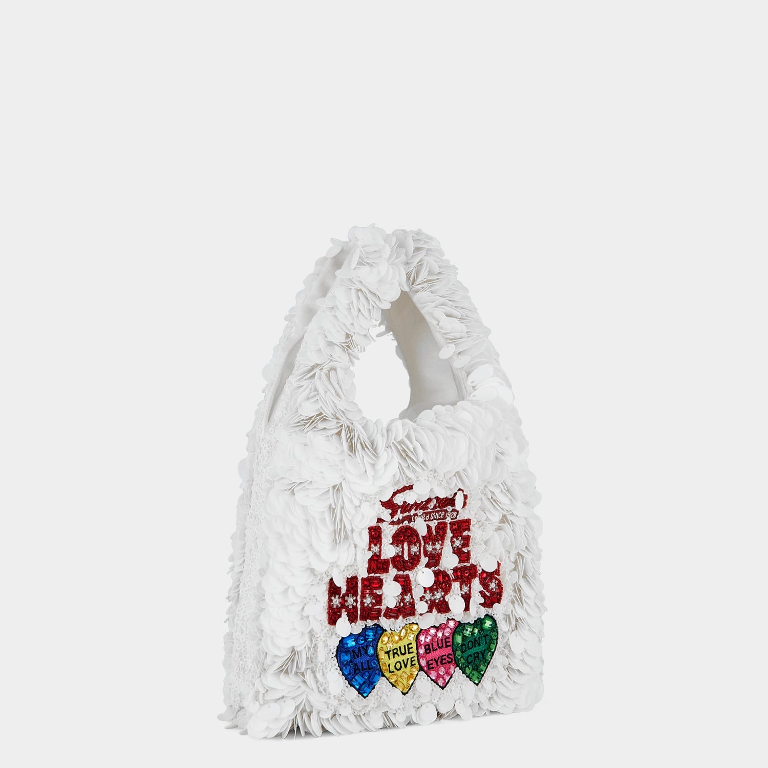 Anya Brands Love Hearts Mini Tote -

          
            Sequins in Optic White -
          

          Anya Hindmarch EU
