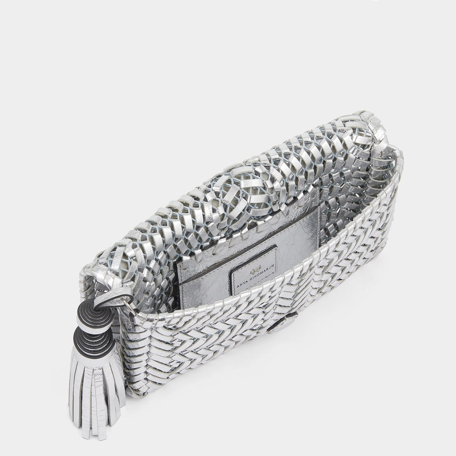 Neeson Tassel Clutch -

                  
                    Capra Leather in Silver -
                  

                  Anya Hindmarch EU
