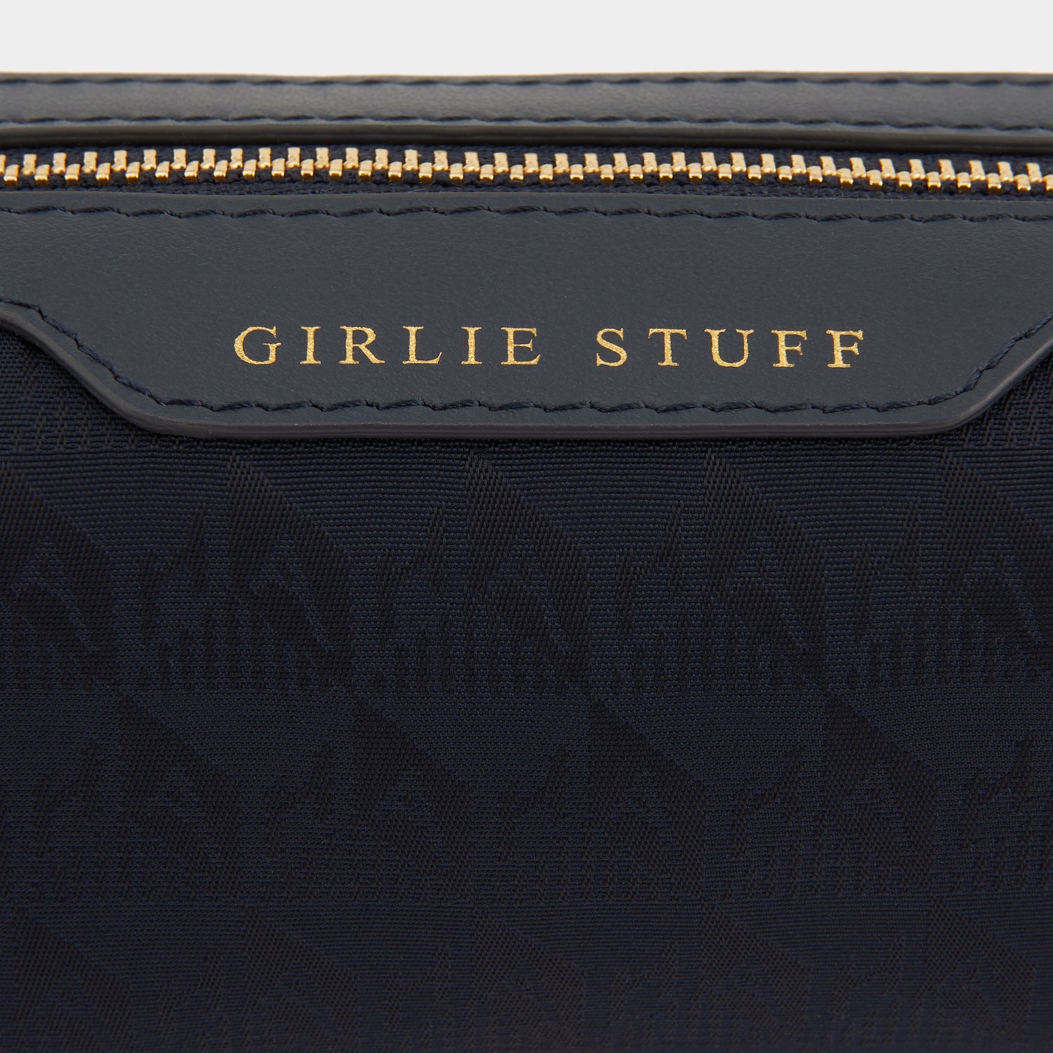 Logo Girlie Stuff Pouch -

          
            Jacquard Nylon in Marine -
          

          Anya Hindmarch EU
