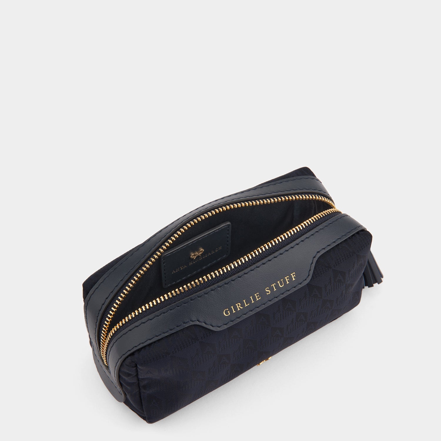 Logo Girlie Stuff Pouch -

          
            Jacquard Nylon in Marine -
          

          Anya Hindmarch EU
