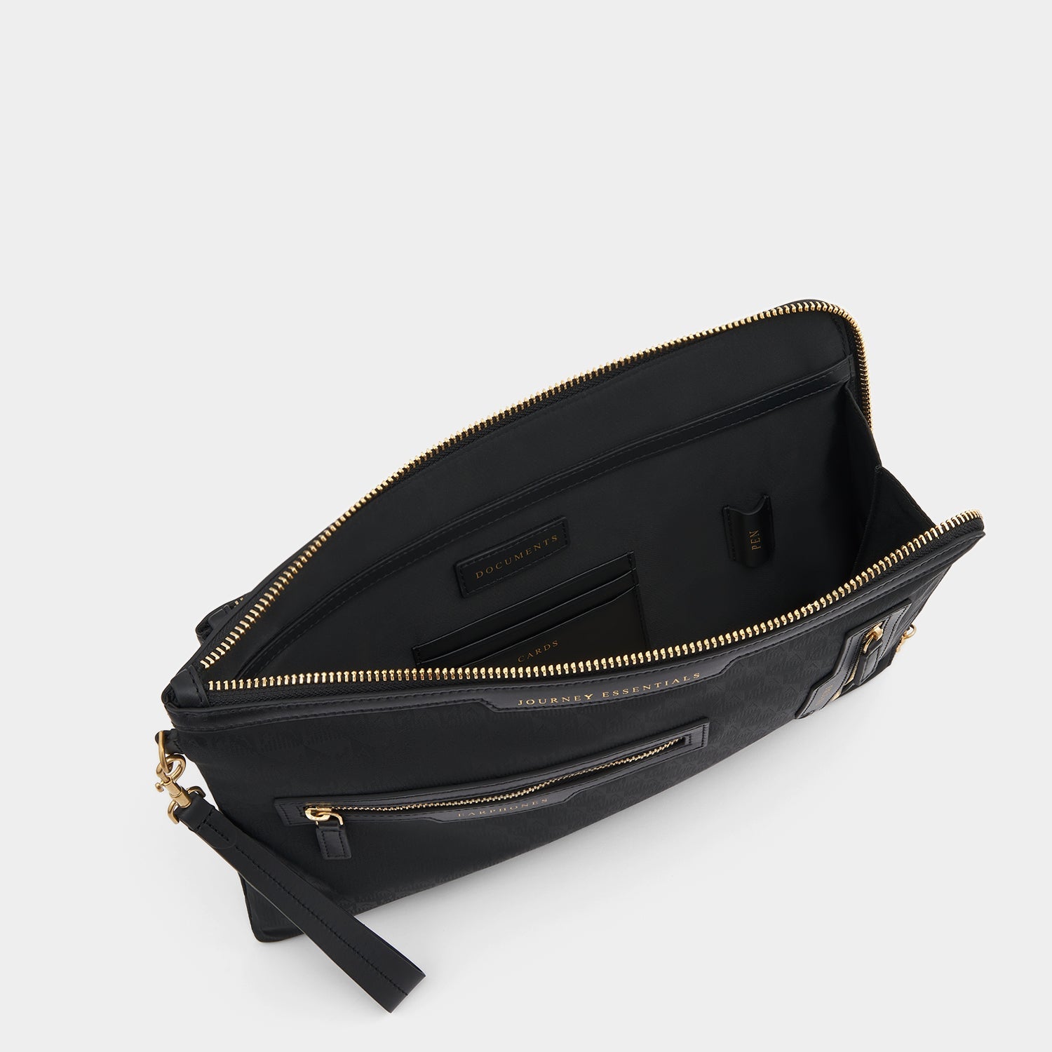 Logo Journey Essentials Pochette -

          
            Jacquard Nylon in Black -
          

          Anya Hindmarch EU
