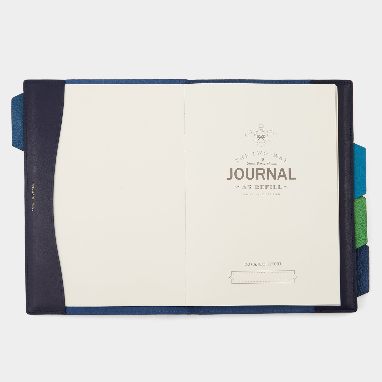 Home Work A5 Two Way Journal -

                  
                    Polished Leather in Ink -
                  

                  Anya Hindmarch EU
