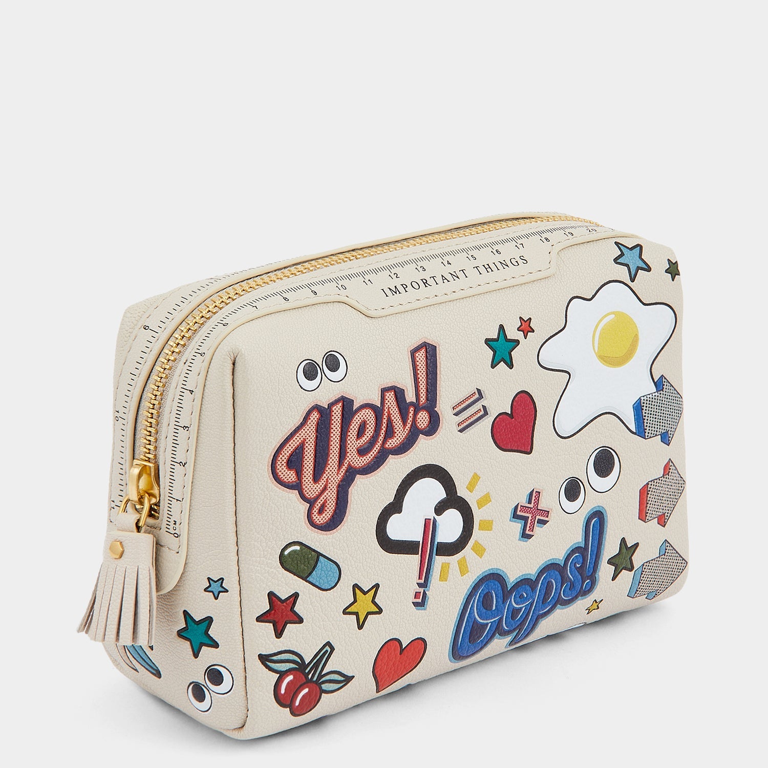 All Over Stickers Important Things Pouch -

                  
                    Shiny Capra Leather in Chalk -
                  

                  Anya Hindmarch EU
