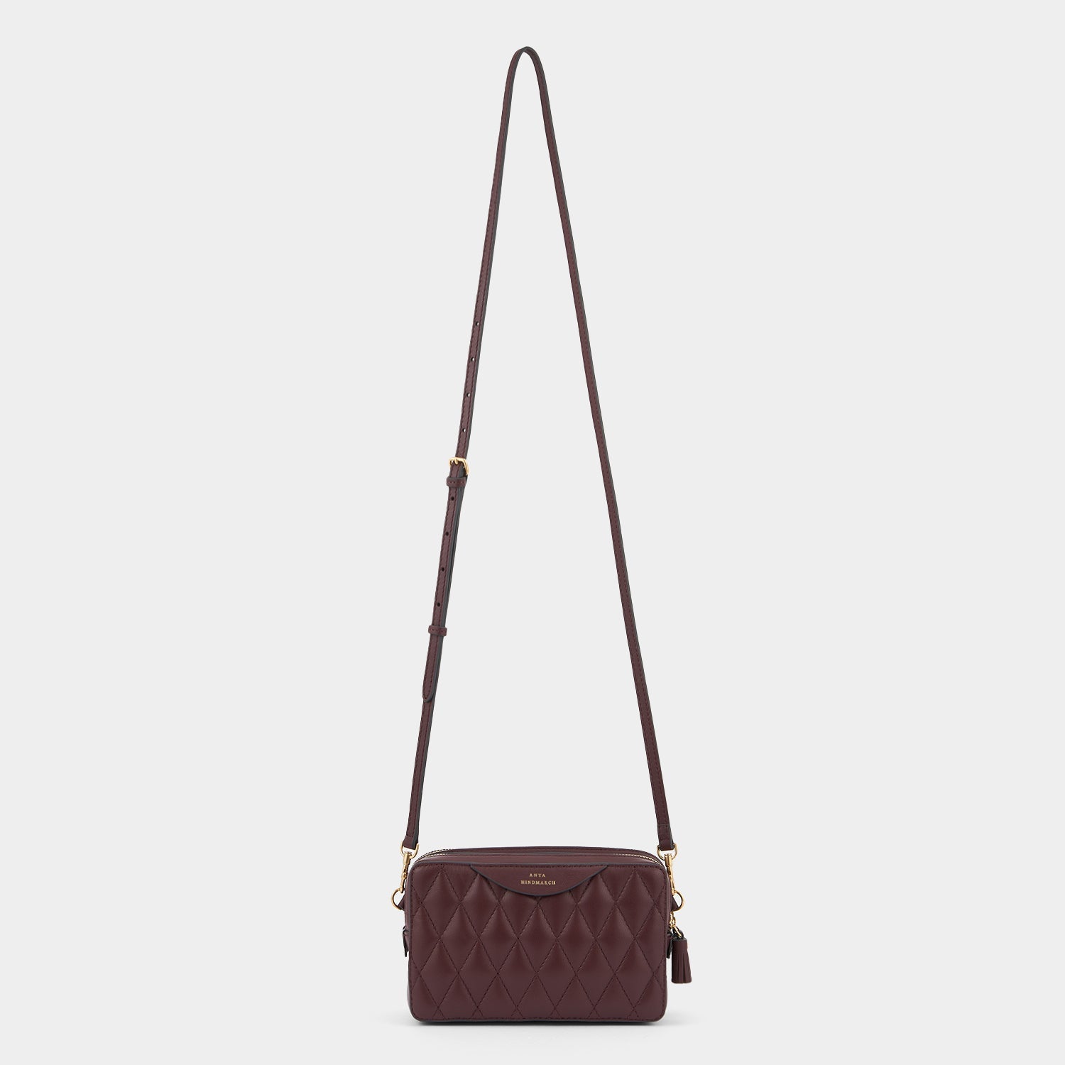 Quilted Double Zip Cross-body -

                  
                    Calf Leather in Claret -
                  

                  Anya Hindmarch EU
