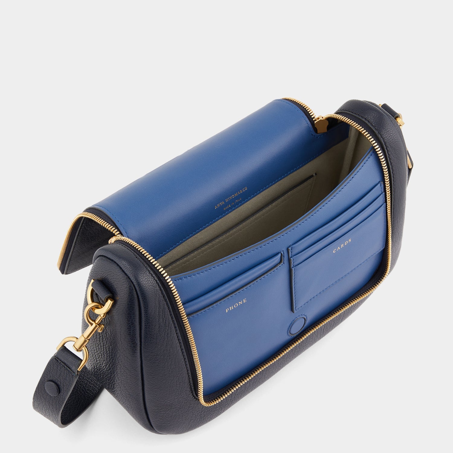 Vere Soft Satchel -

                  
                    Grain Leather in Marine -
                  

                  Anya Hindmarch EU
