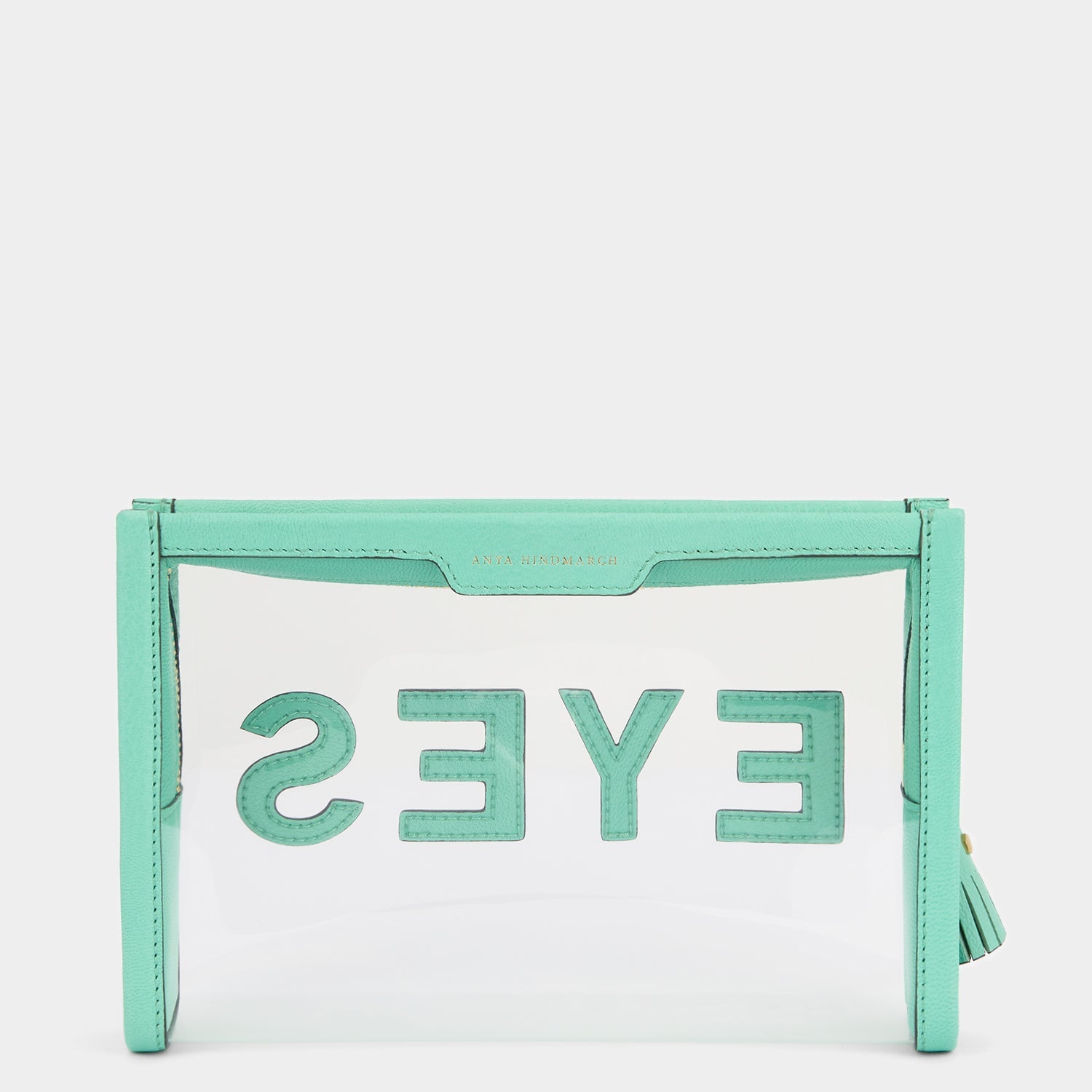 Eyes Pouch -

                  
                    Capra Leather in Arsenic Green/Clear -
                  

                  Anya Hindmarch EU
