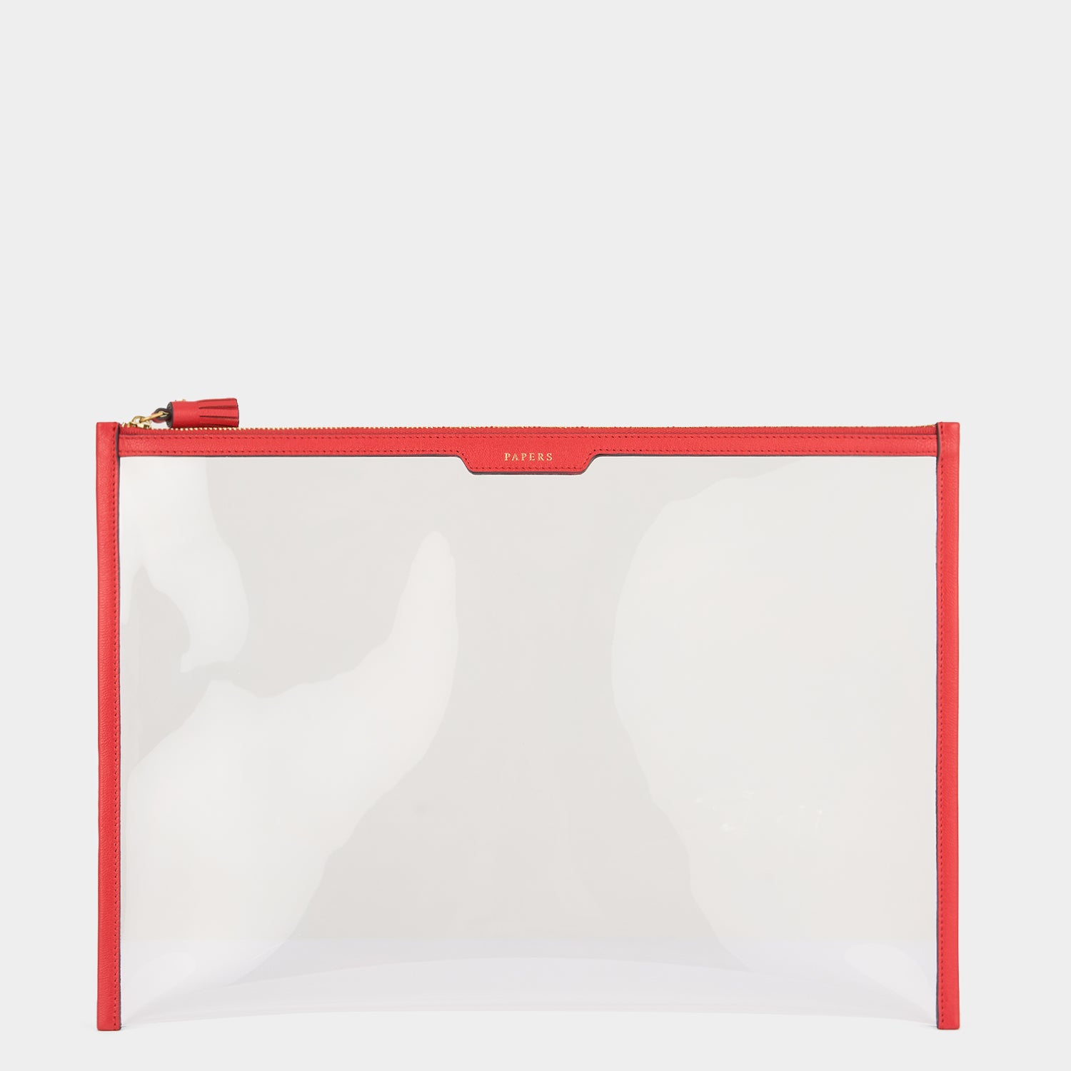 Papers Zip Sleeve -

                  
                    Capra Leather in Salmon/Clear -
                  

                  Anya Hindmarch EU

