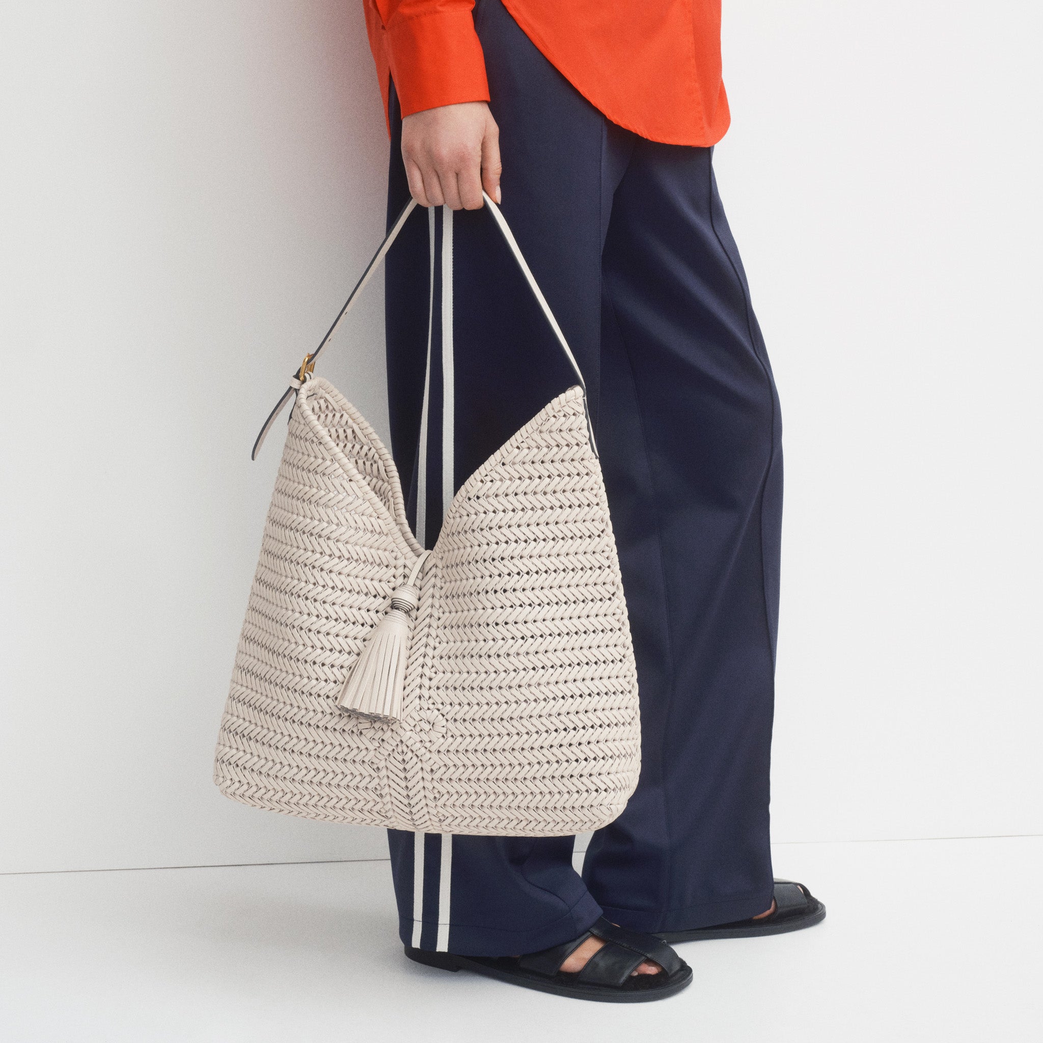 Neeson Tassel Hobo Bag -

          
            Capra Leather in Chalk -
          

          Anya Hindmarch EU

