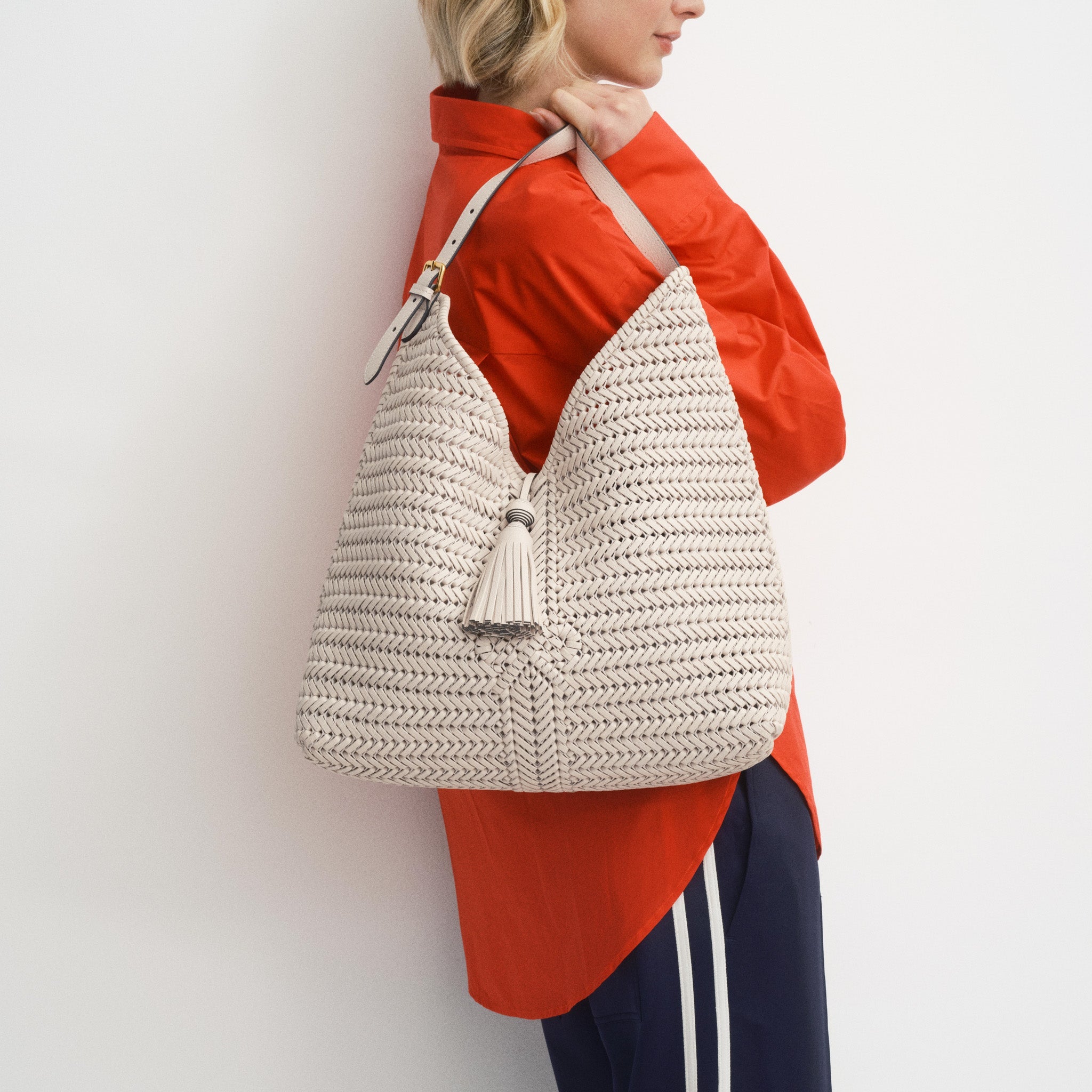 Neeson Tassel Hobo Bag -

          
            Capra Leather in Chalk -
          

          Anya Hindmarch EU
