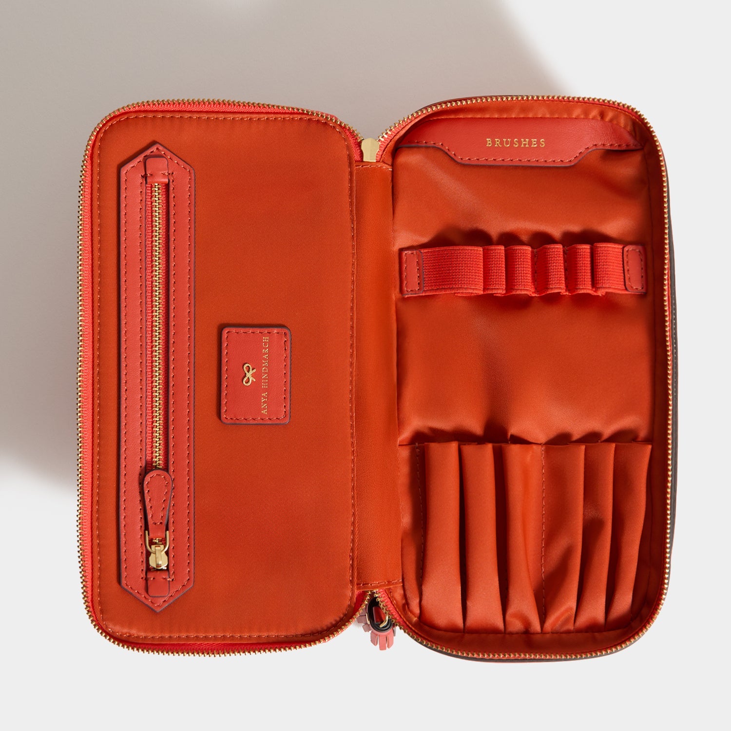 Logo Make-Up Pouch -

          
            Jacquard Nylon in Burnt Sienna -
          

          Anya Hindmarch EU
