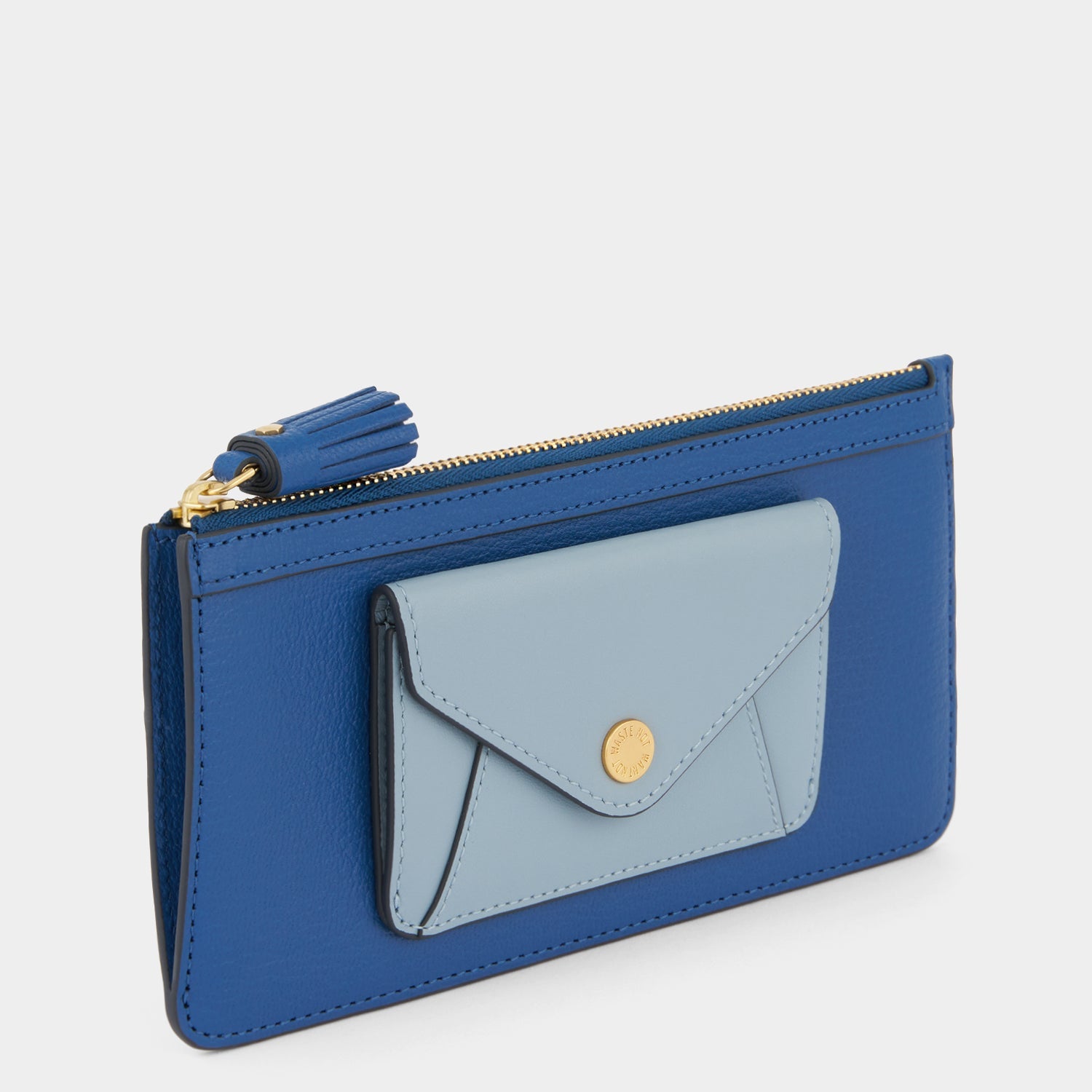 Envelope Slim Zip Wallet -

          
            Capra Leather in Blueberry -
          

          Anya Hindmarch EU
