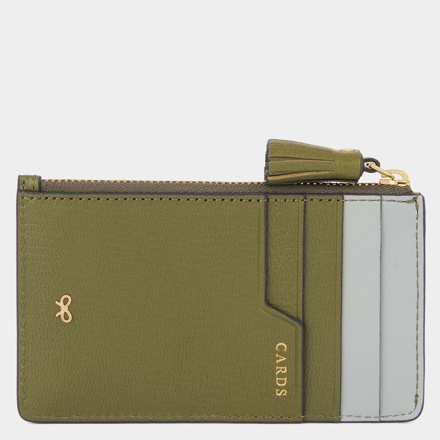 Zipped Card Case -

          
            Capra Leather in Light Olive -
          

          Anya Hindmarch EU
