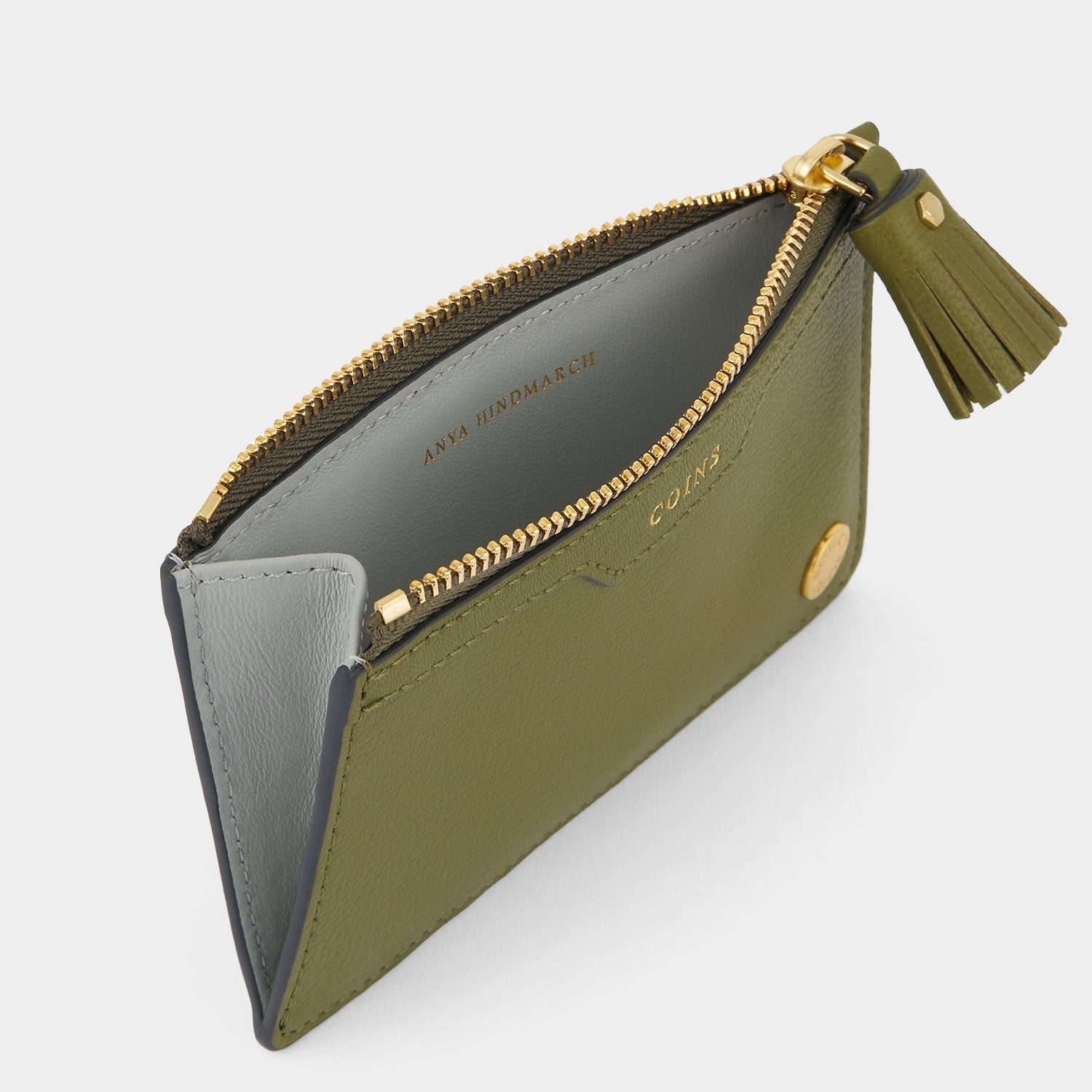 Zipped Card Case -

          
            Capra Leather in Light Olive -
          

          Anya Hindmarch EU
