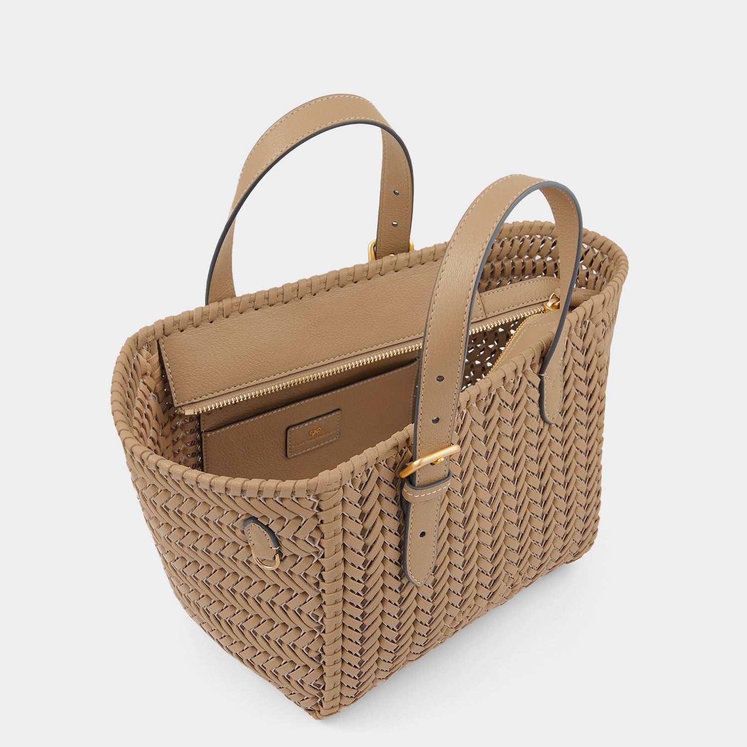 Neeson Small Square Tote -

          
            Capra Leather in Sand -
          

          Anya Hindmarch EU
