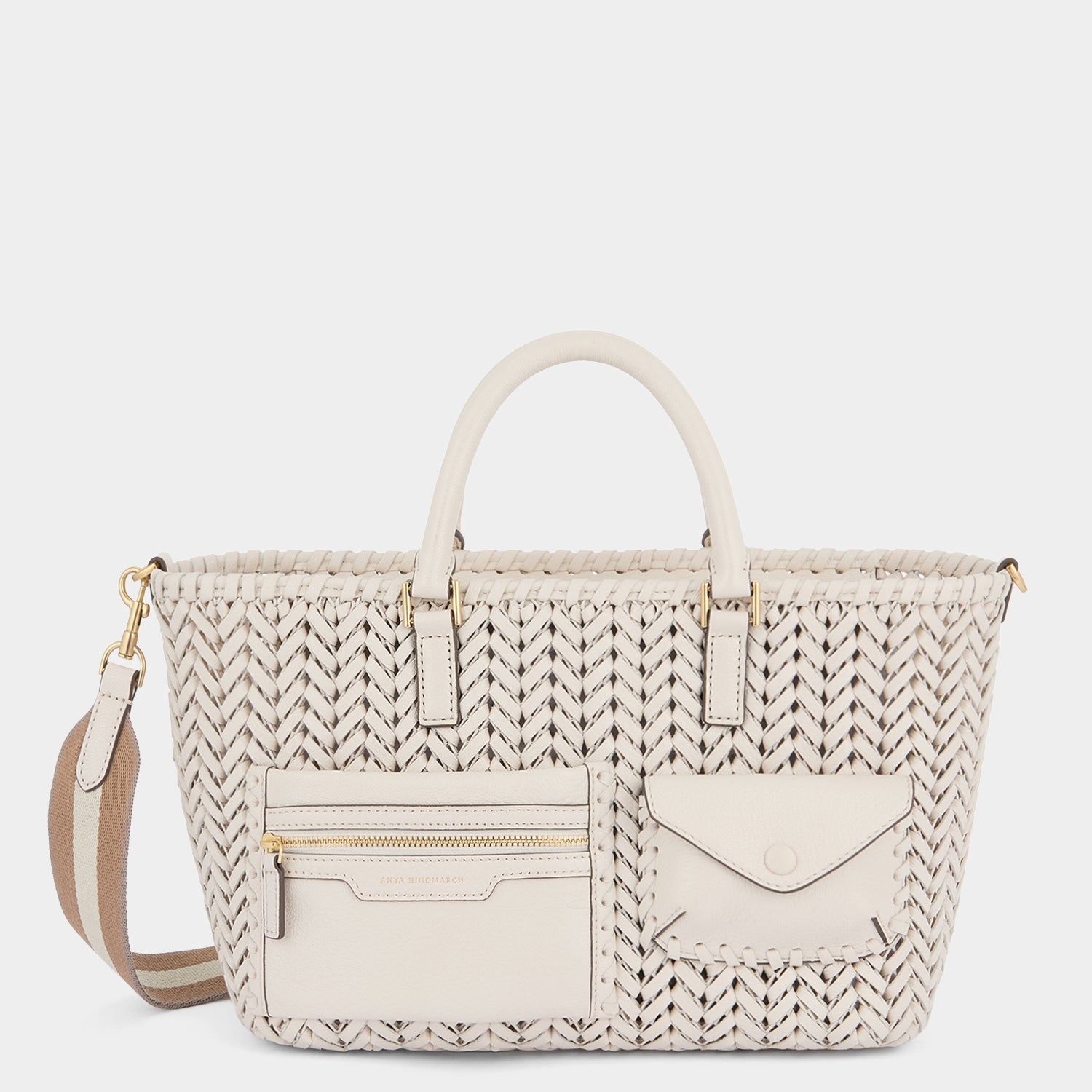 Neeson Pocket Small Cross-body Tote -

          
            Capra Leather in Chalk -
          

          Anya Hindmarch EU
