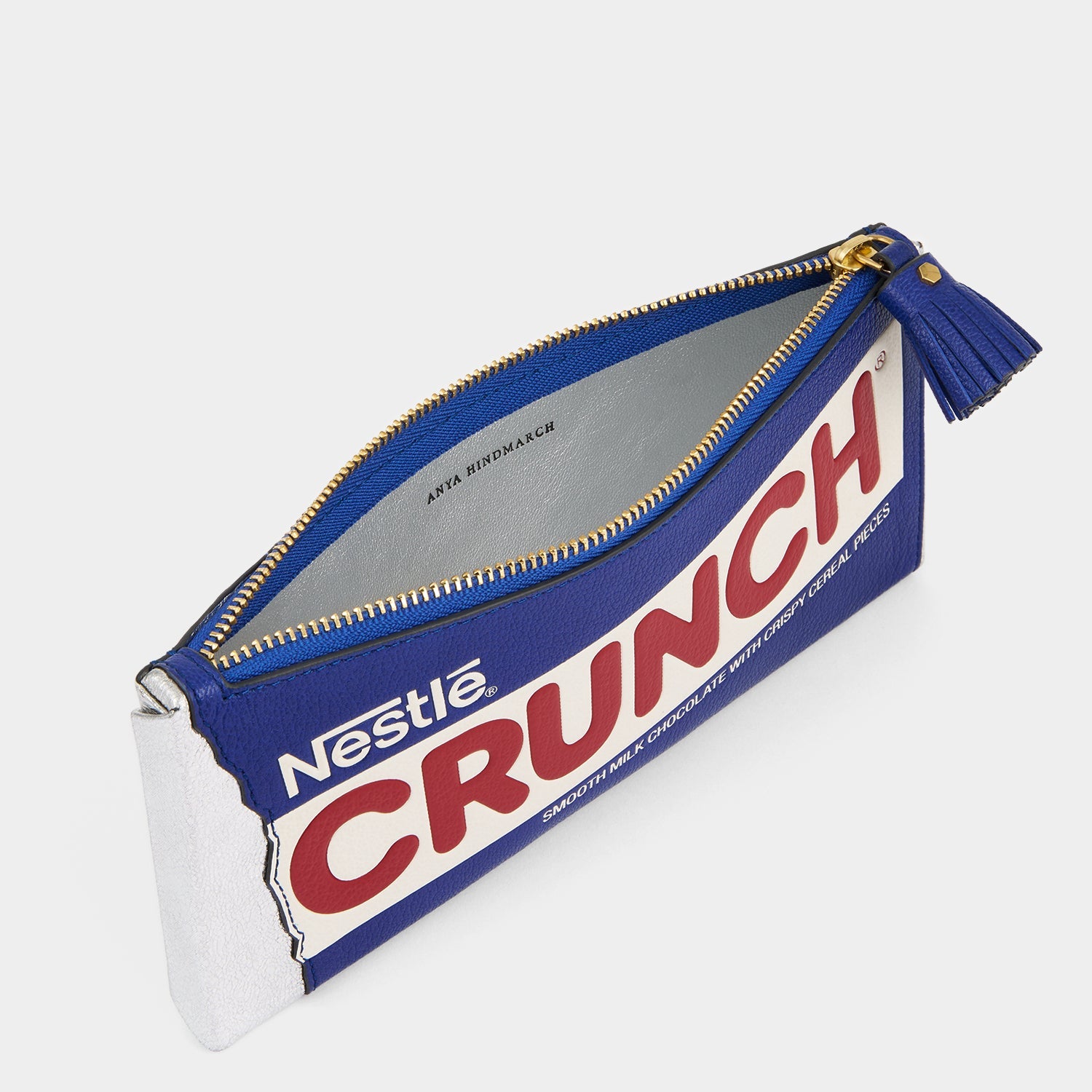 Anya Brands Crunch Pencil Case -

          
            Capra Leather in Metallic Dark Blue -
          

          Anya Hindmarch EU
