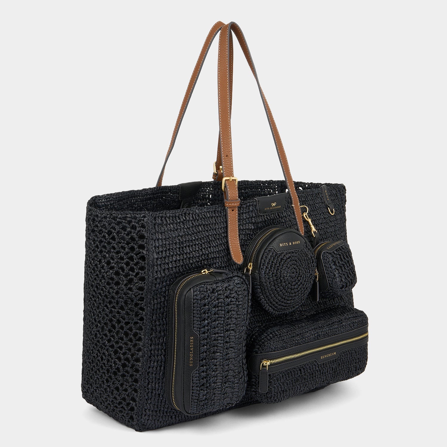 E/W Raffia Holiday Tote -

          
            Raffia in Black -
          

          Anya Hindmarch EU
