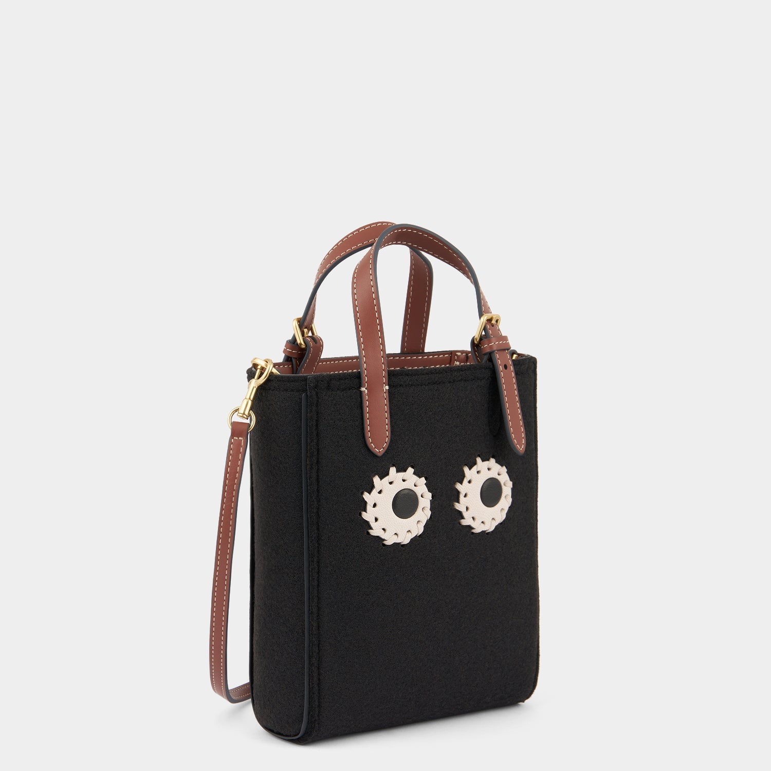 Mini N/S Eyes Felt Cross-body Tote -

          
            Wool Felt in Black -
          

          Anya Hindmarch EU
